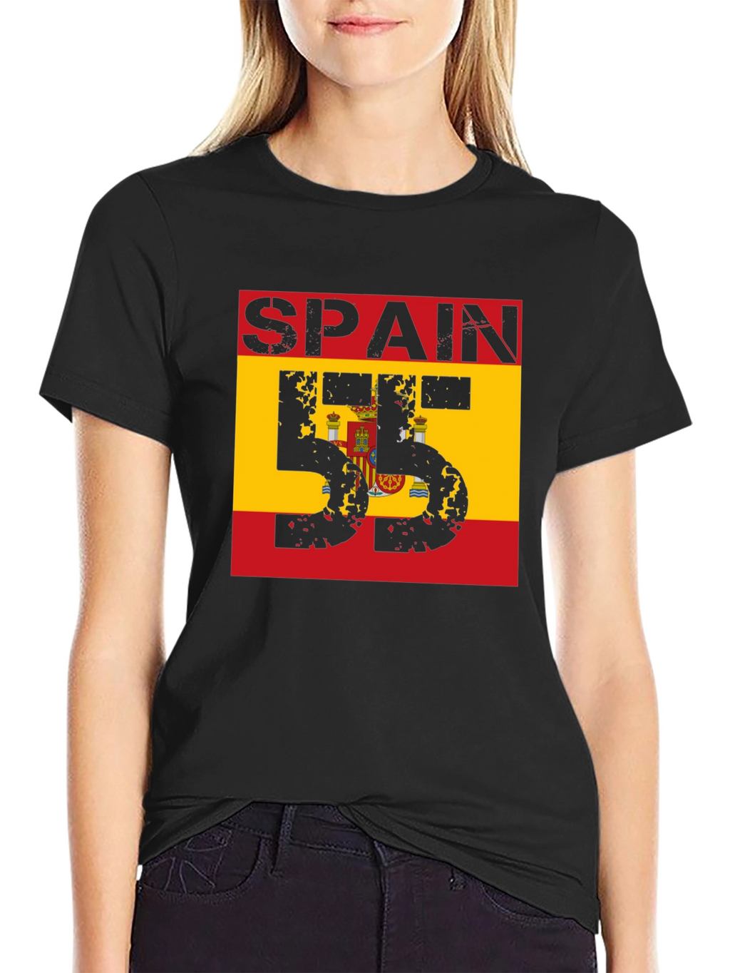 Spain Flag Number T-Shirt - Black