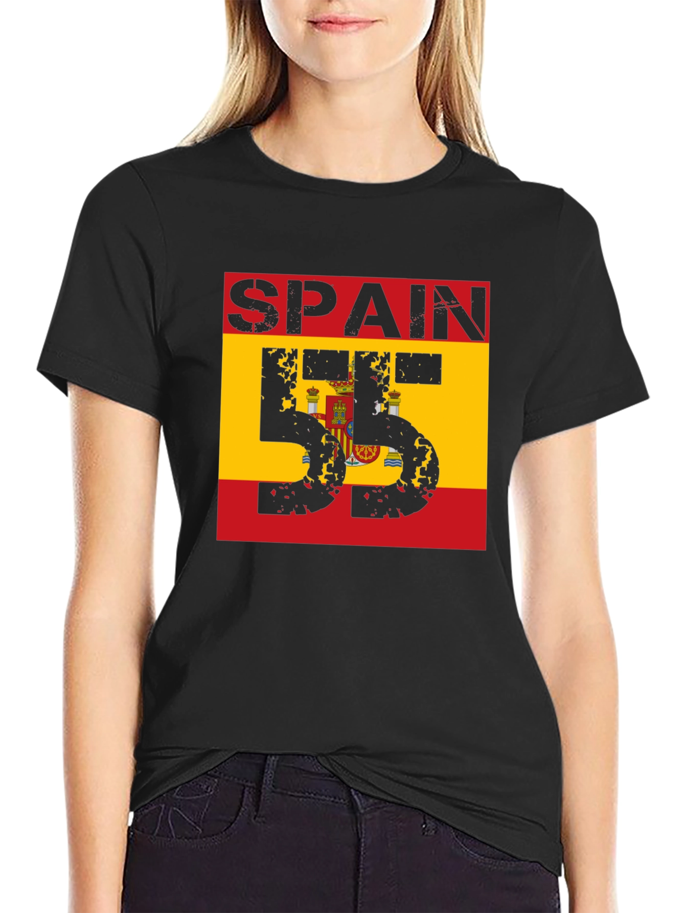 Spain Flag Number T-Shirt - Black