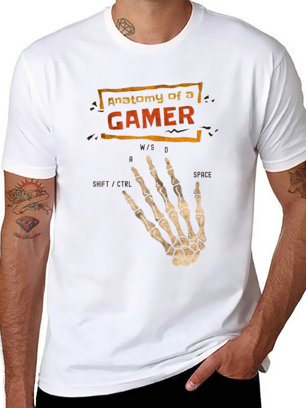 Anatomy of a Gamer T-Shirt - Skeleton Hand