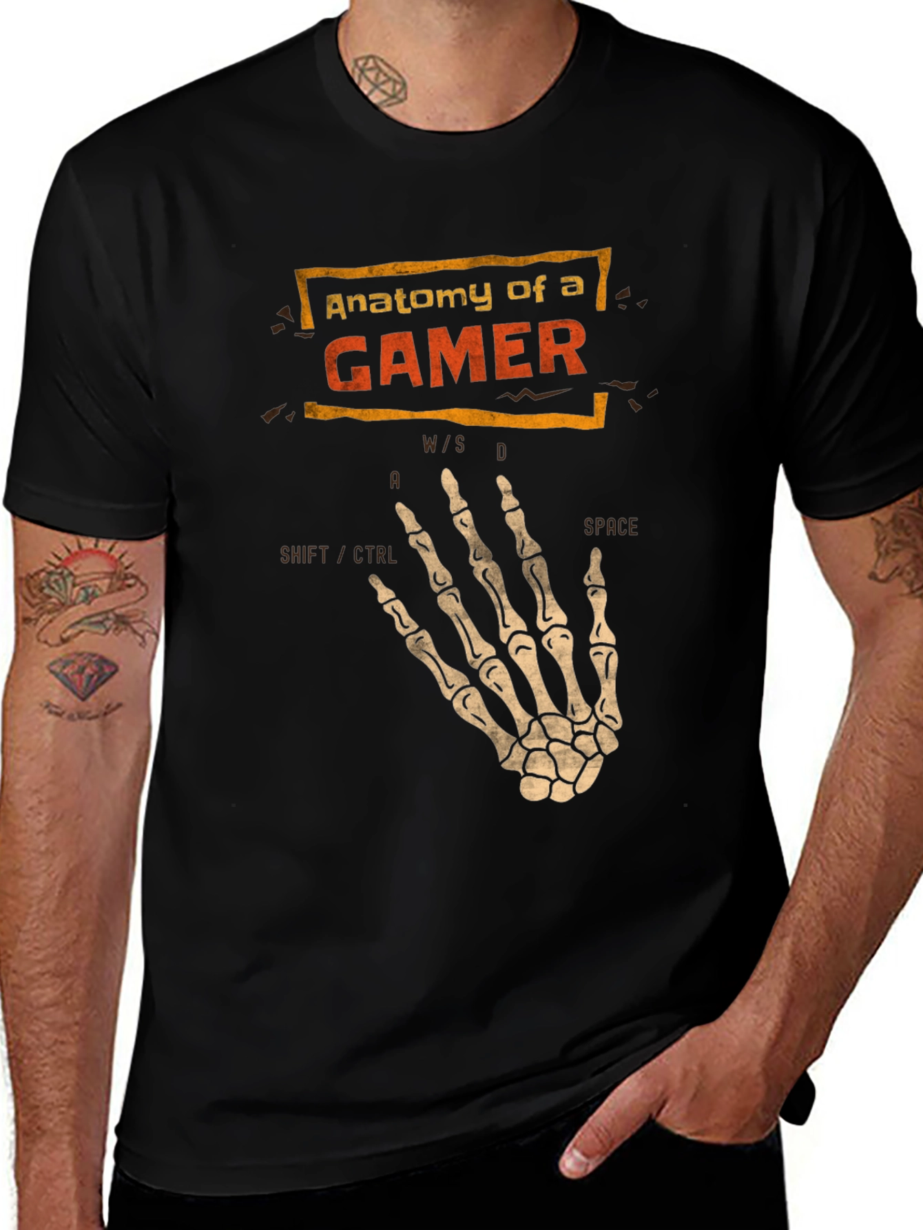 Anatomy of a Gamer T-Shirt - Skeleton Hand