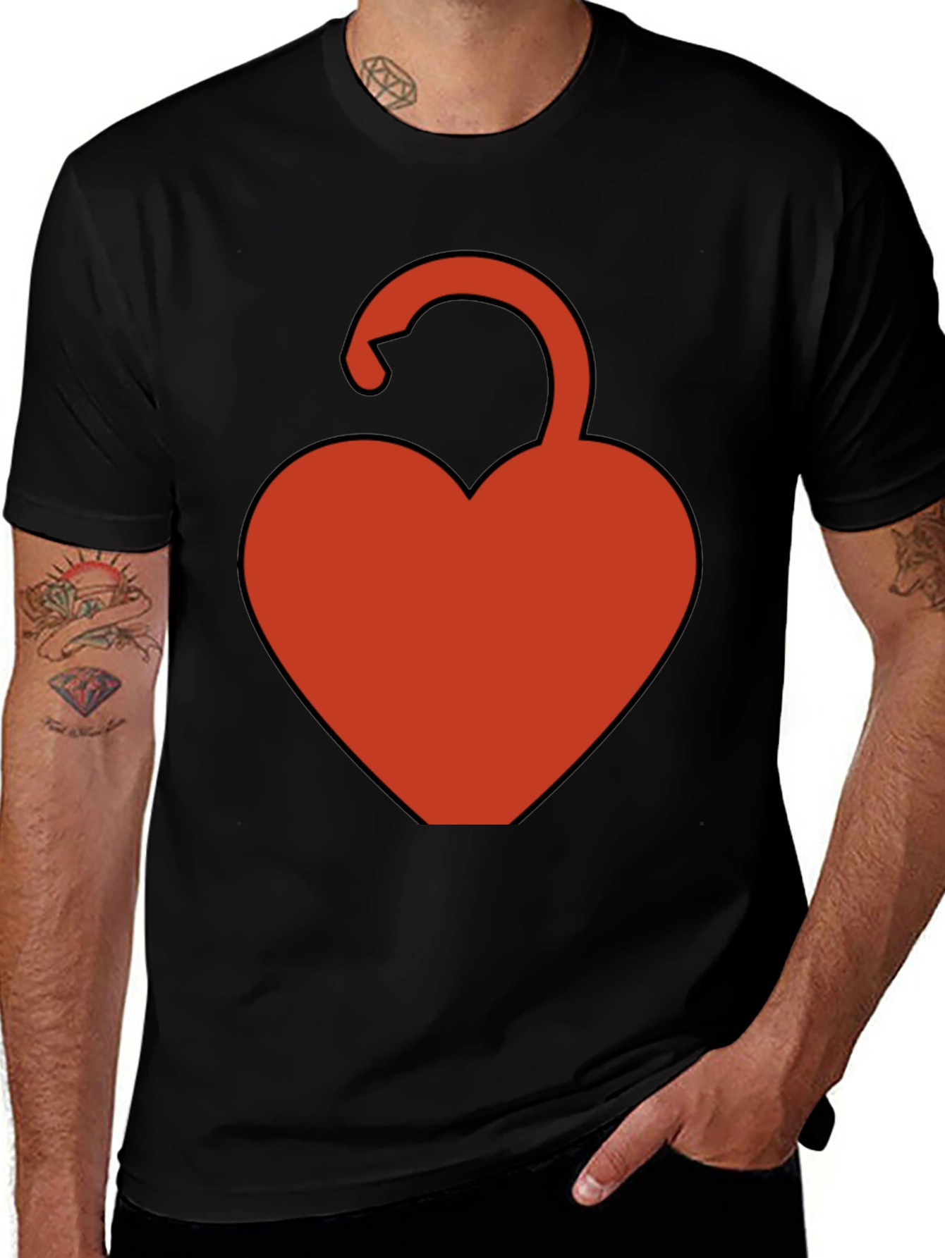 Heart Lock Graphic Tee - Black Casual Shirt