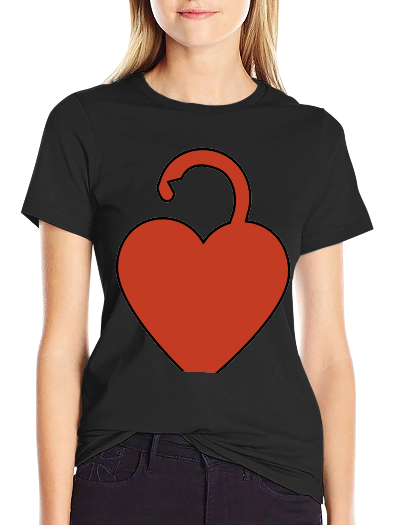 Heart Lock Graphic Tee - Black Casual Shirt