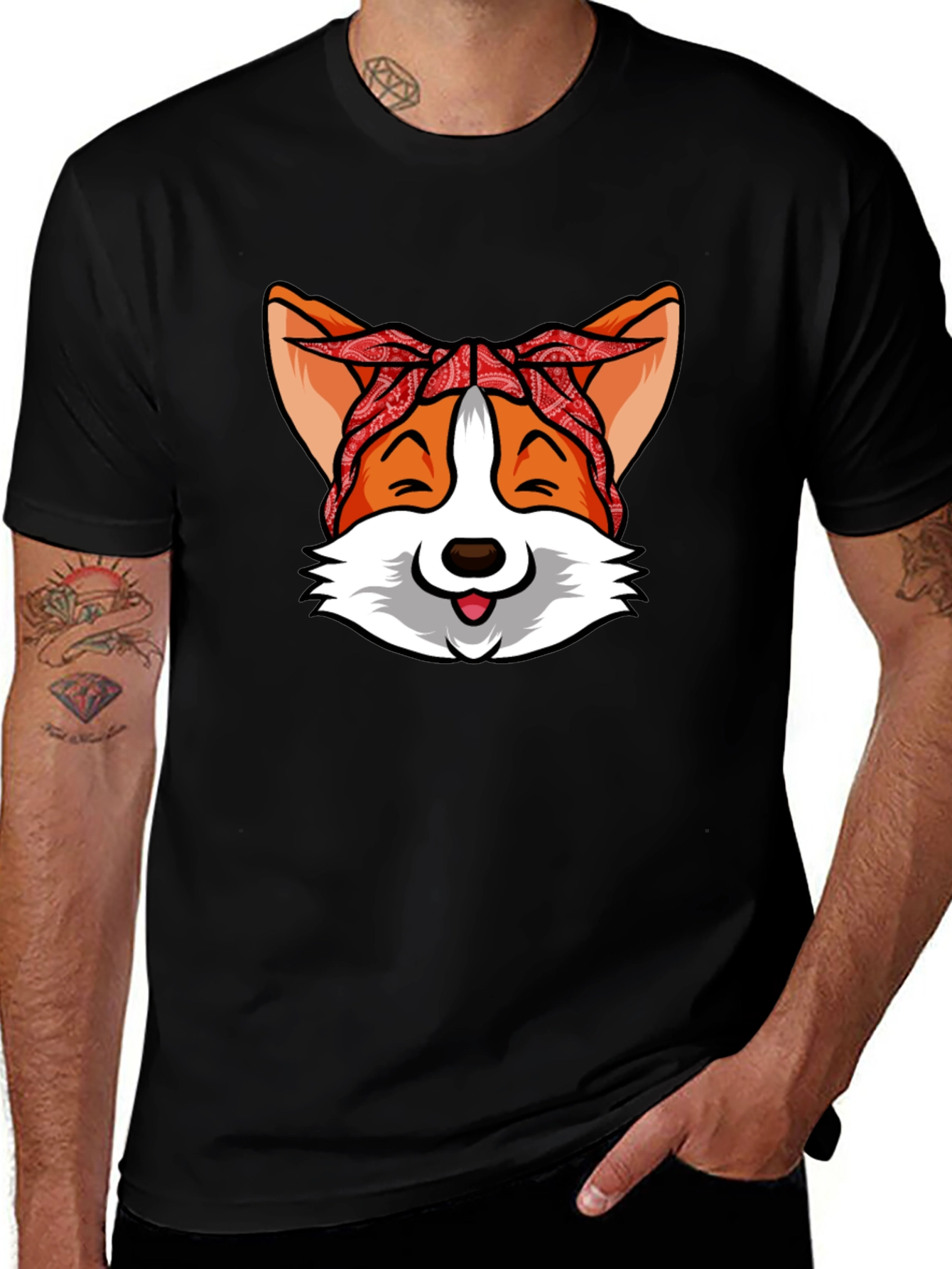 Corgi Bandana Graphic Tee - Stylish Comfort