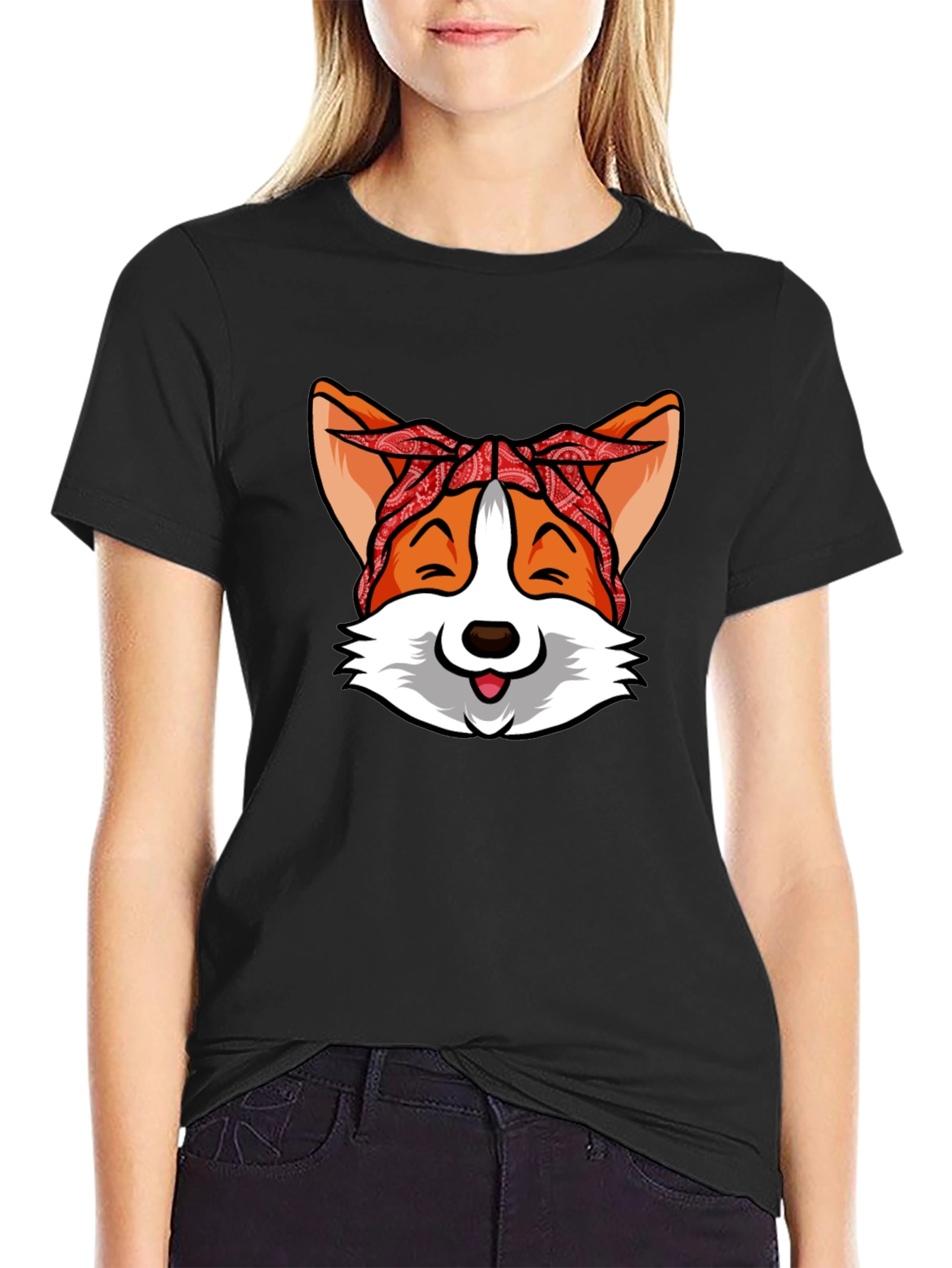 Corgi Bandana Graphic Tee - Stylish Comfort