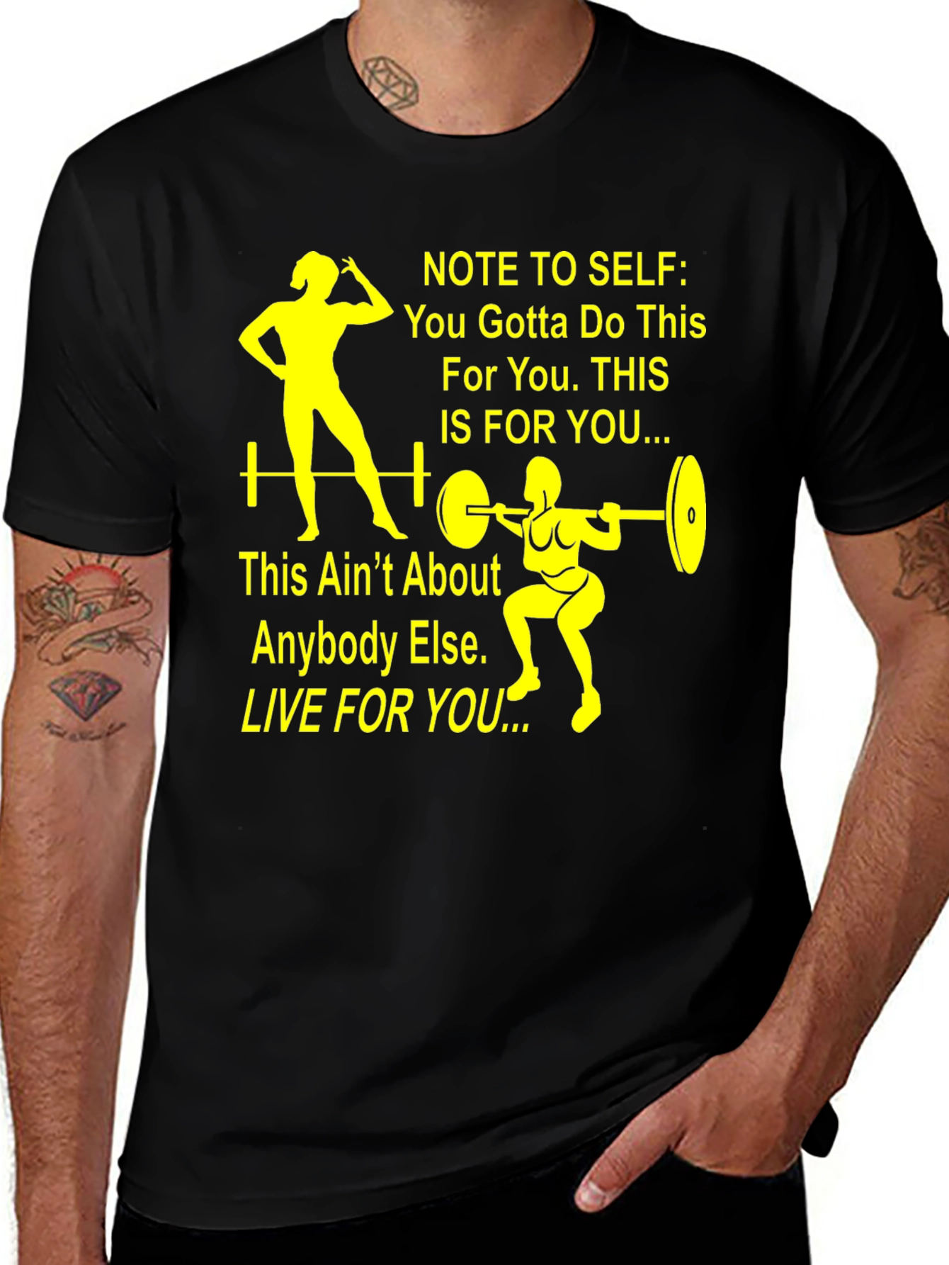 Motivational Fitness T-Shirt - Note to Self: Live For You