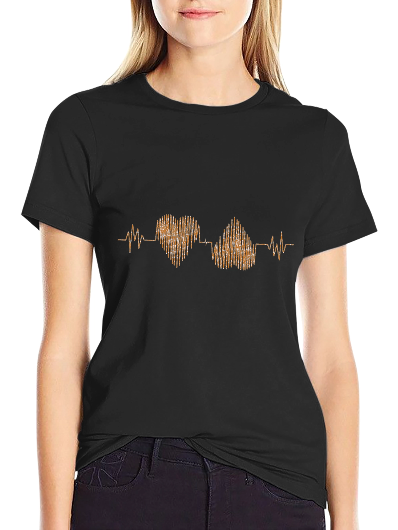 Heartbeat Rhythm Graphic Tee - Stylish Cotton T-Shirt