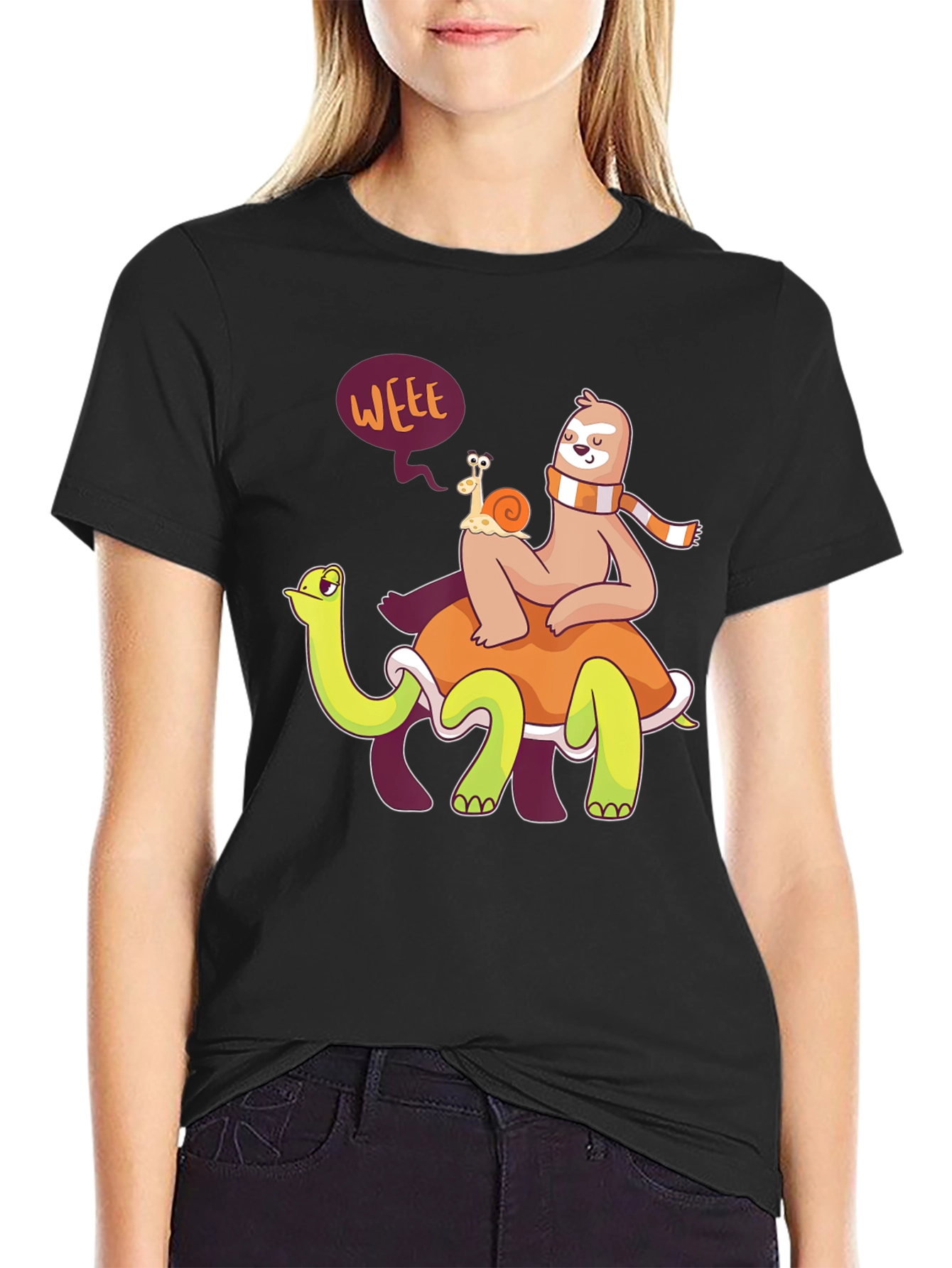 Funny Sloth Snail Turtle Graphic T-Shirt