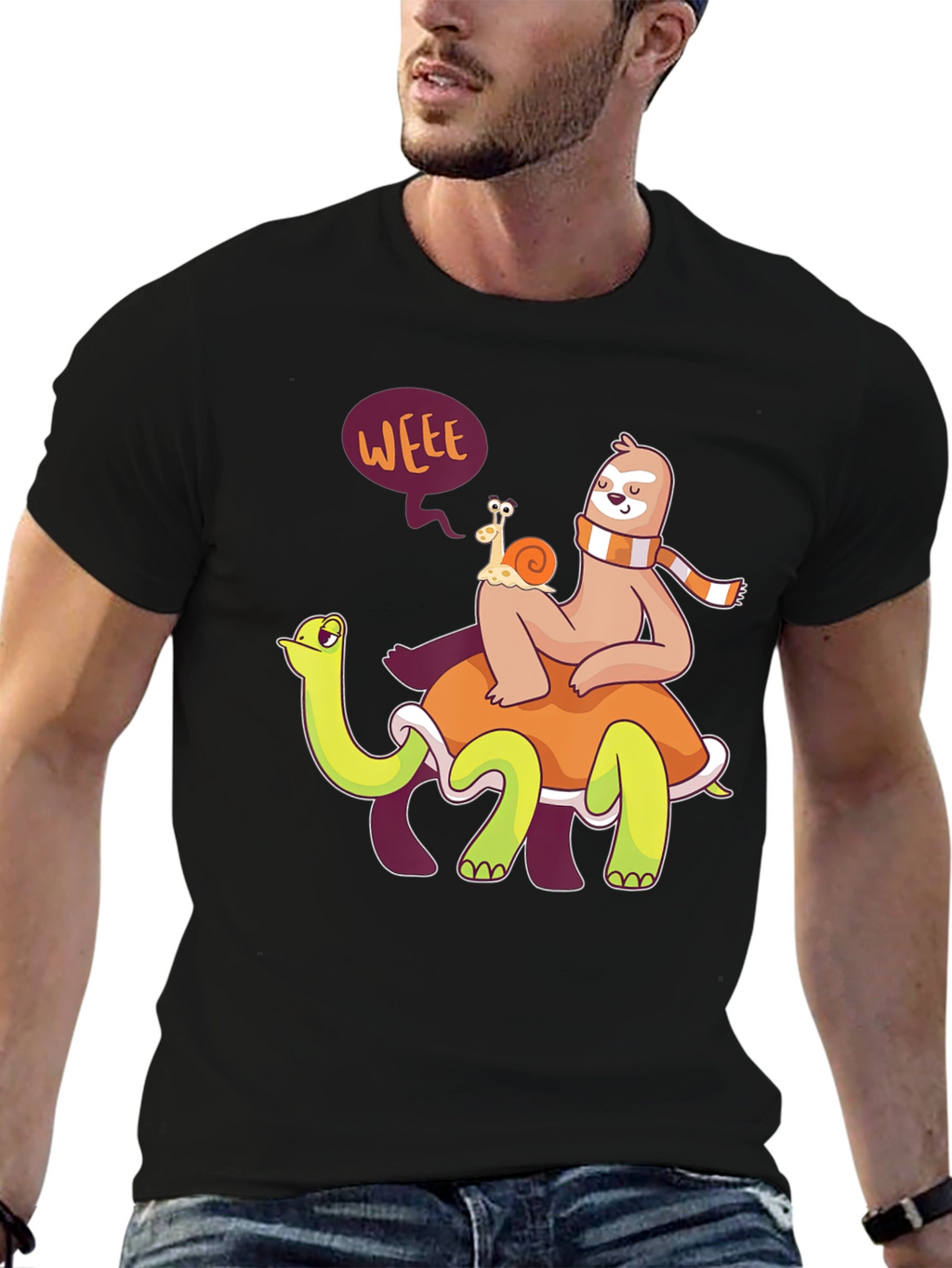 Funny Sloth Snail Turtle Graphic T-Shirt