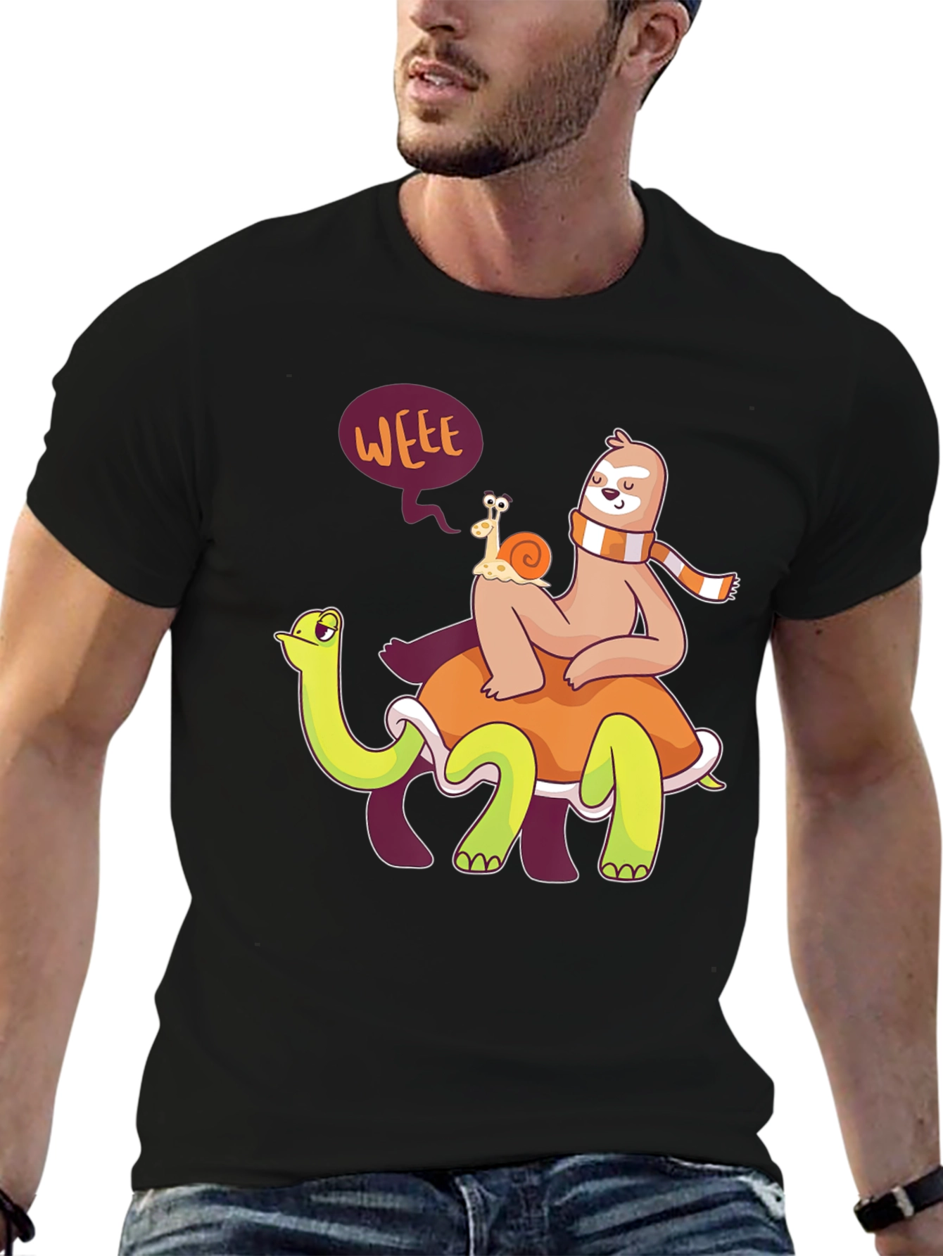 Funny Sloth Snail Turtle Graphic T-Shirt