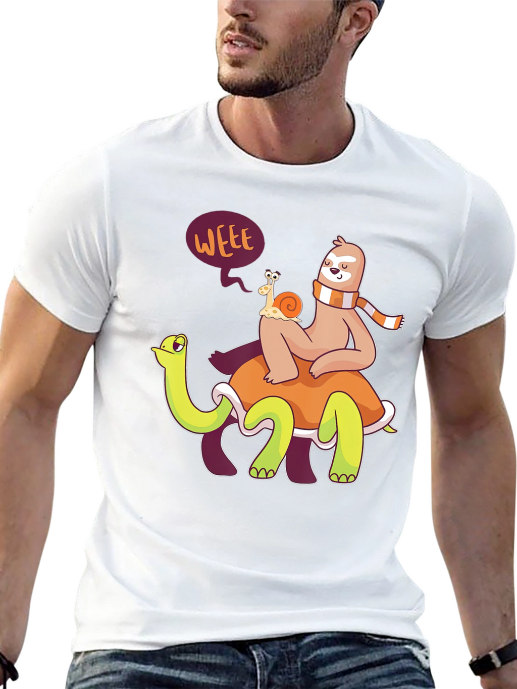 Funny Sloth Snail Turtle Graphic T-Shirt