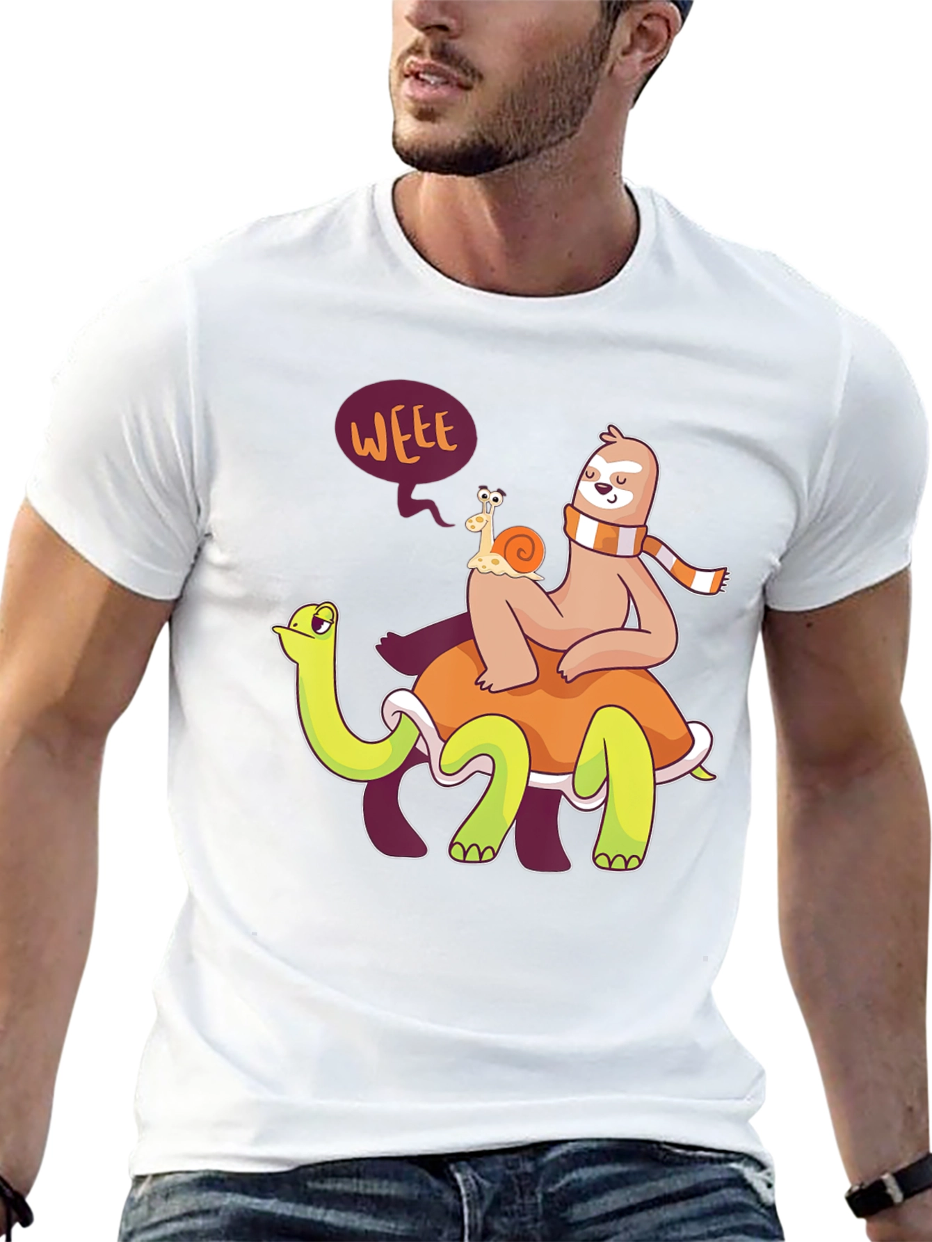 Funny Sloth Snail Turtle Graphic T-Shirt