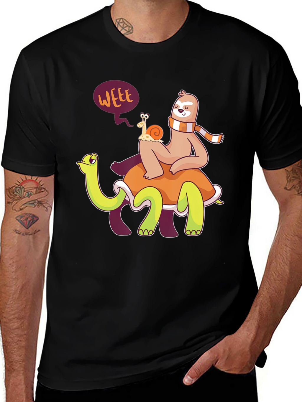 Funny Sloth Snail Turtle Graphic T-Shirt