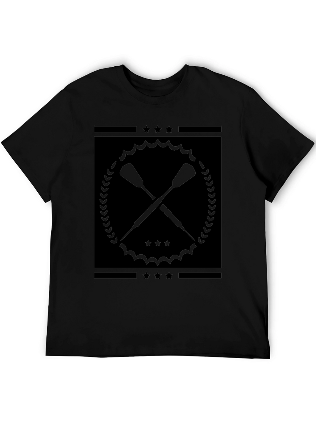 Black Graphic Tee with Crossed Paddles Design