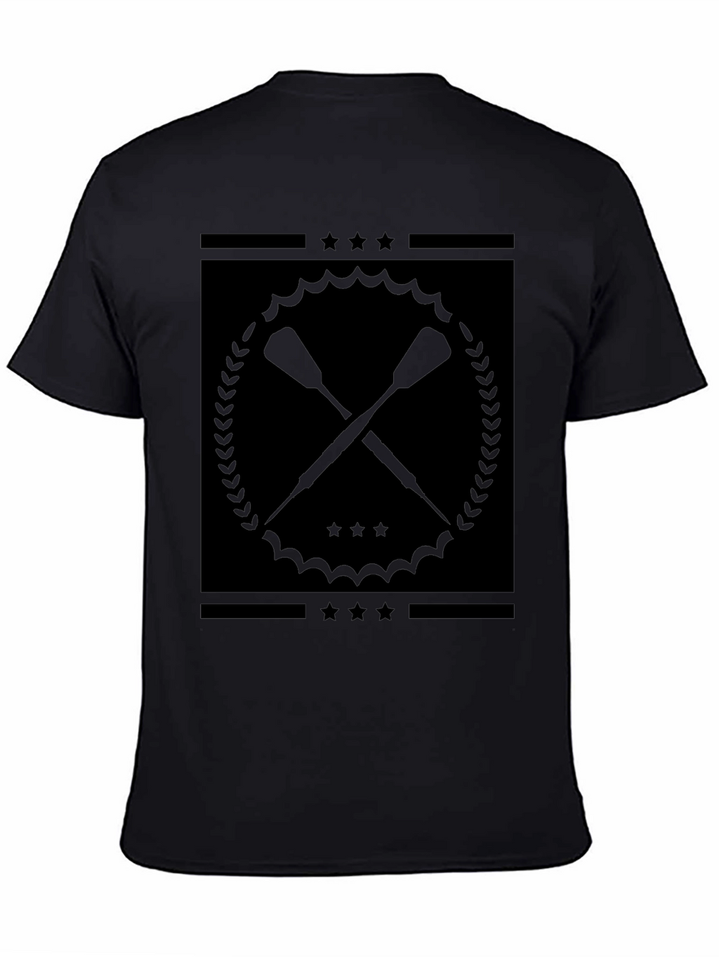 Black Graphic Tee with Crossed Paddles Design