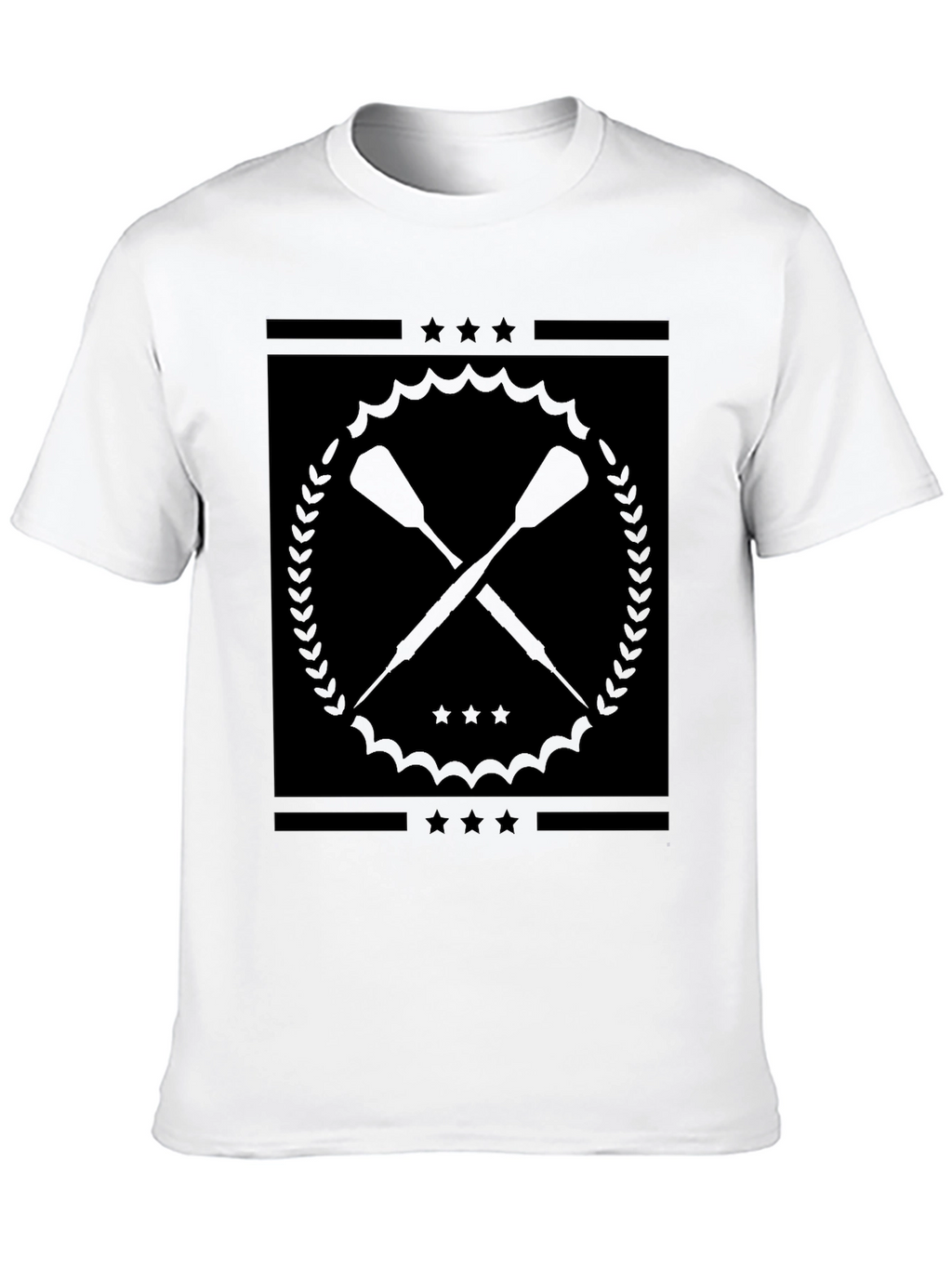 Black Graphic Tee with Crossed Paddles Design