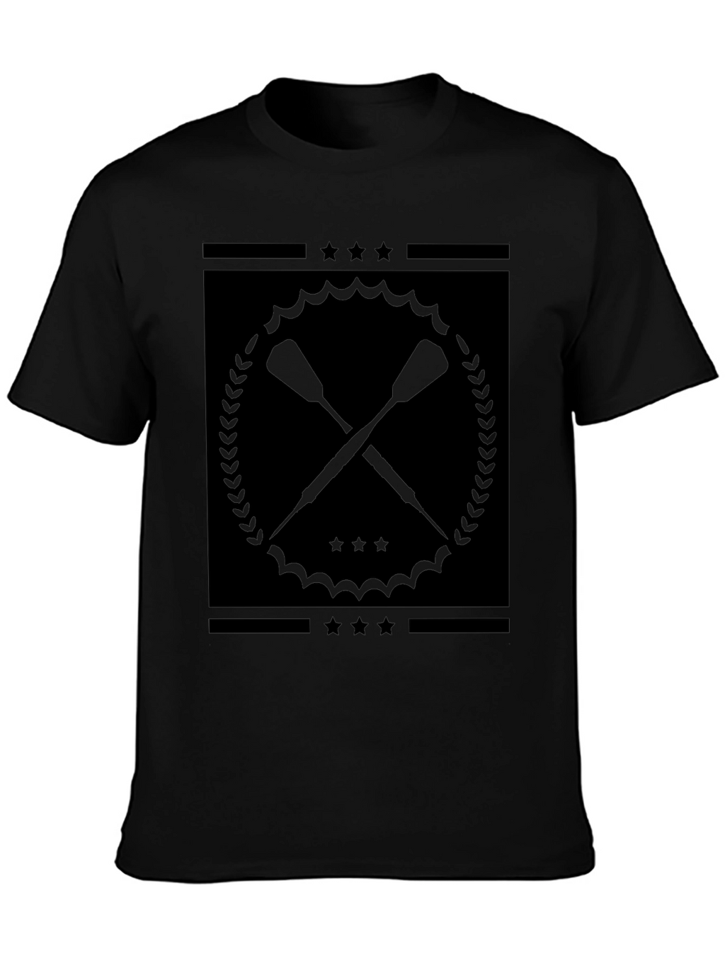 Black Graphic Tee with Crossed Paddles Design