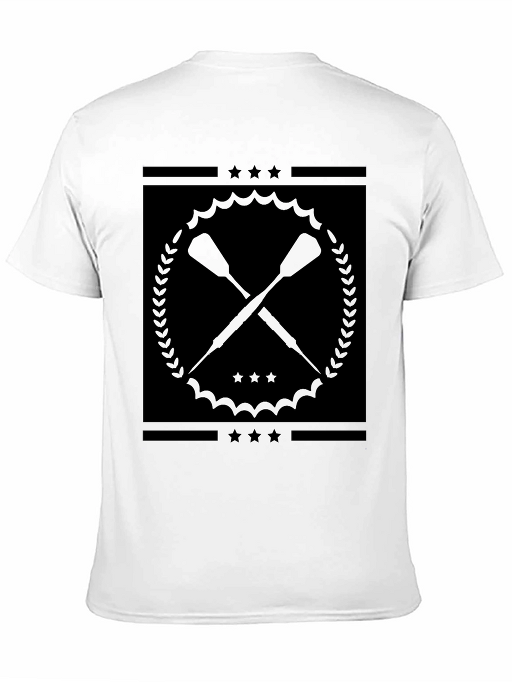 Black Graphic Tee with Crossed Paddles Design
