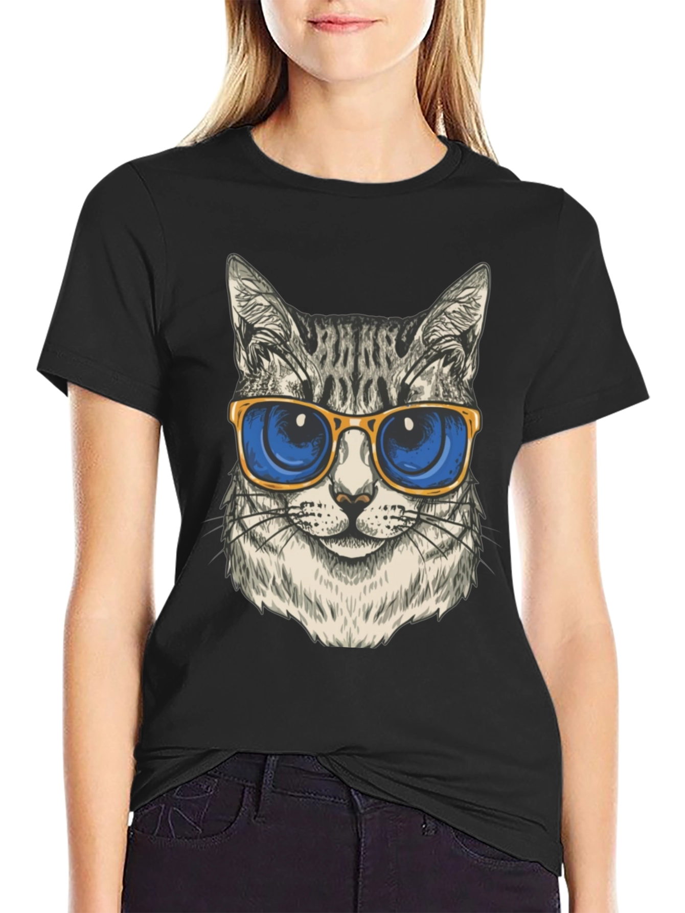 Cool Cat Graphic T-Shirt - Unisex Black Tee