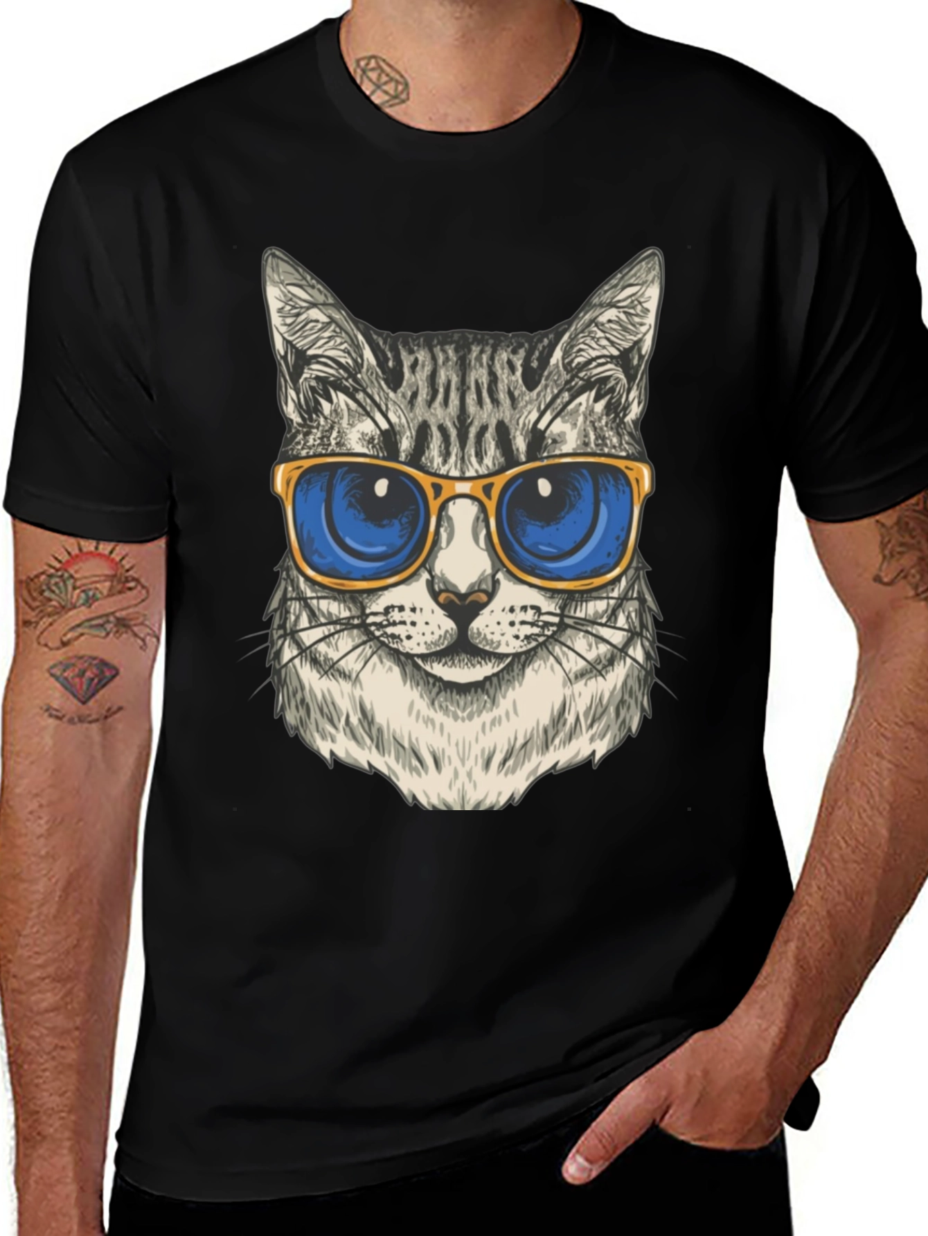 Cool Cat Graphic T-Shirt - Unisex Black Tee