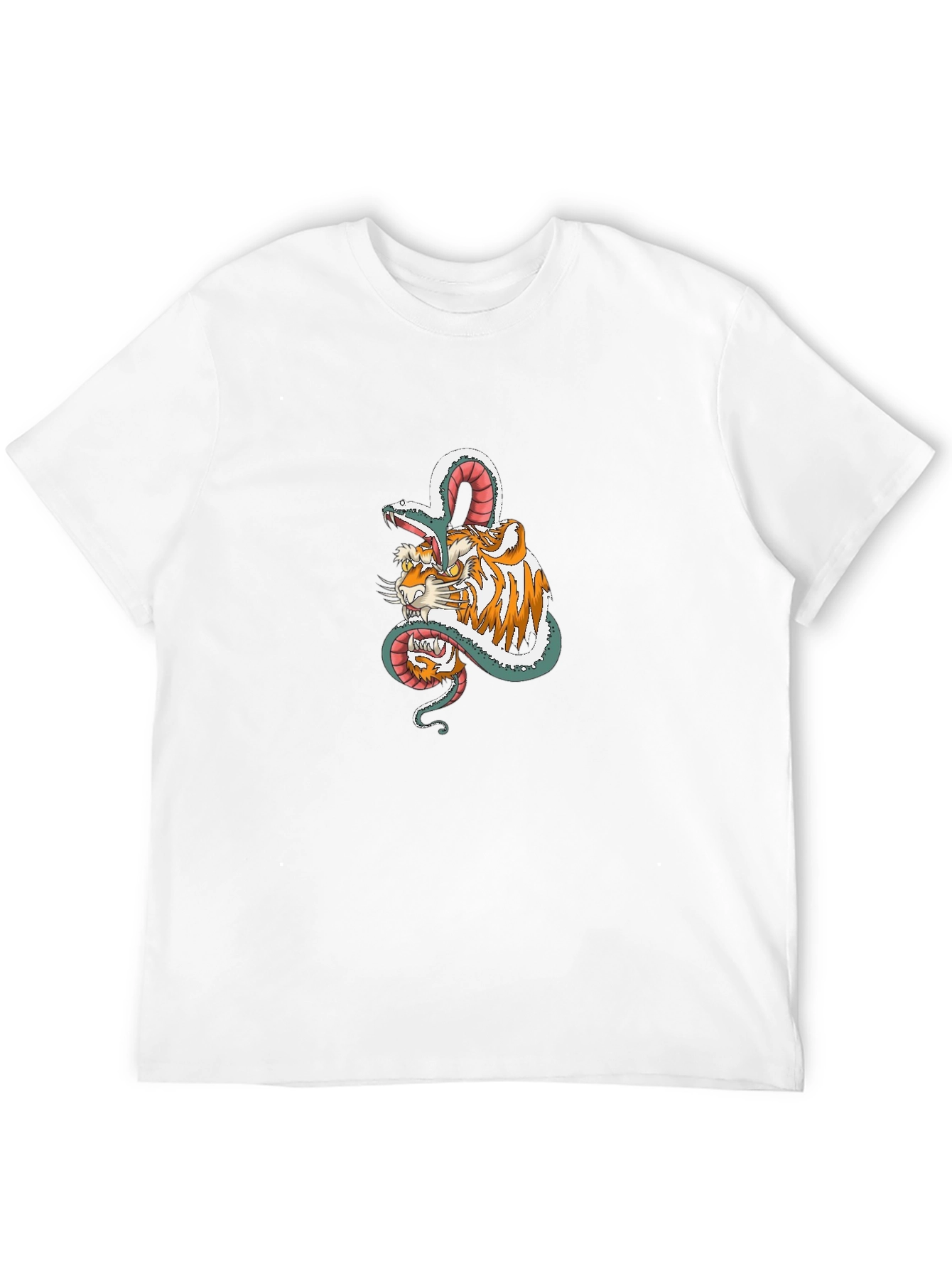 Tiger & Snake Graphic Print Black T-Shirt
