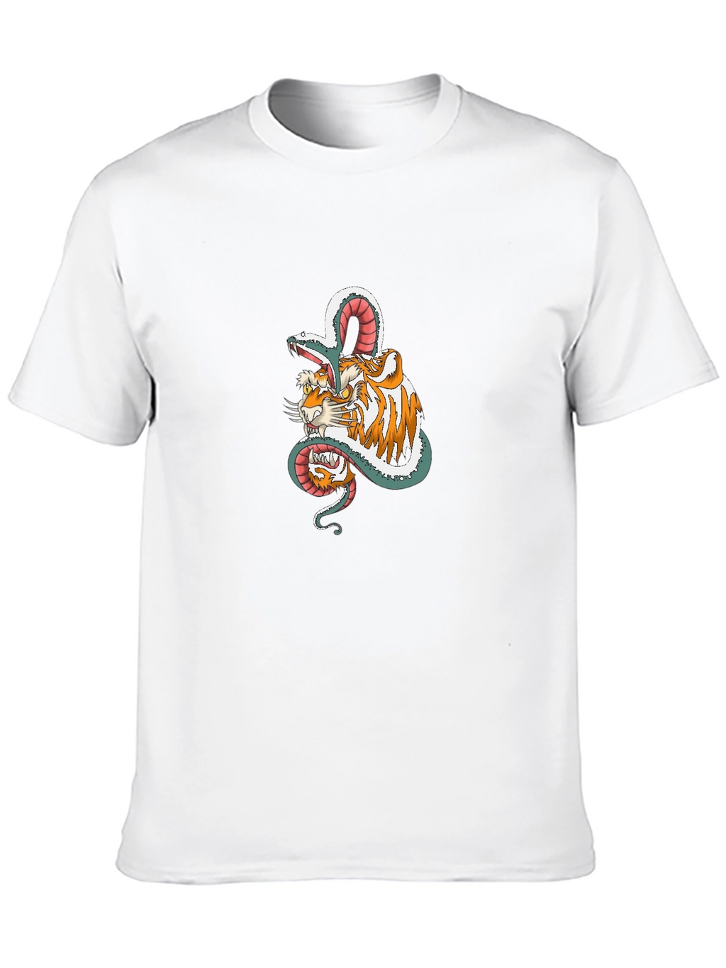 Tiger & Snake Graphic Print Black T-Shirt