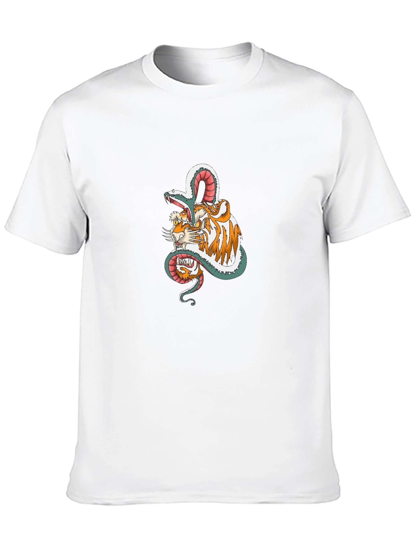Tiger & Snake Graphic Print Black T-Shirt