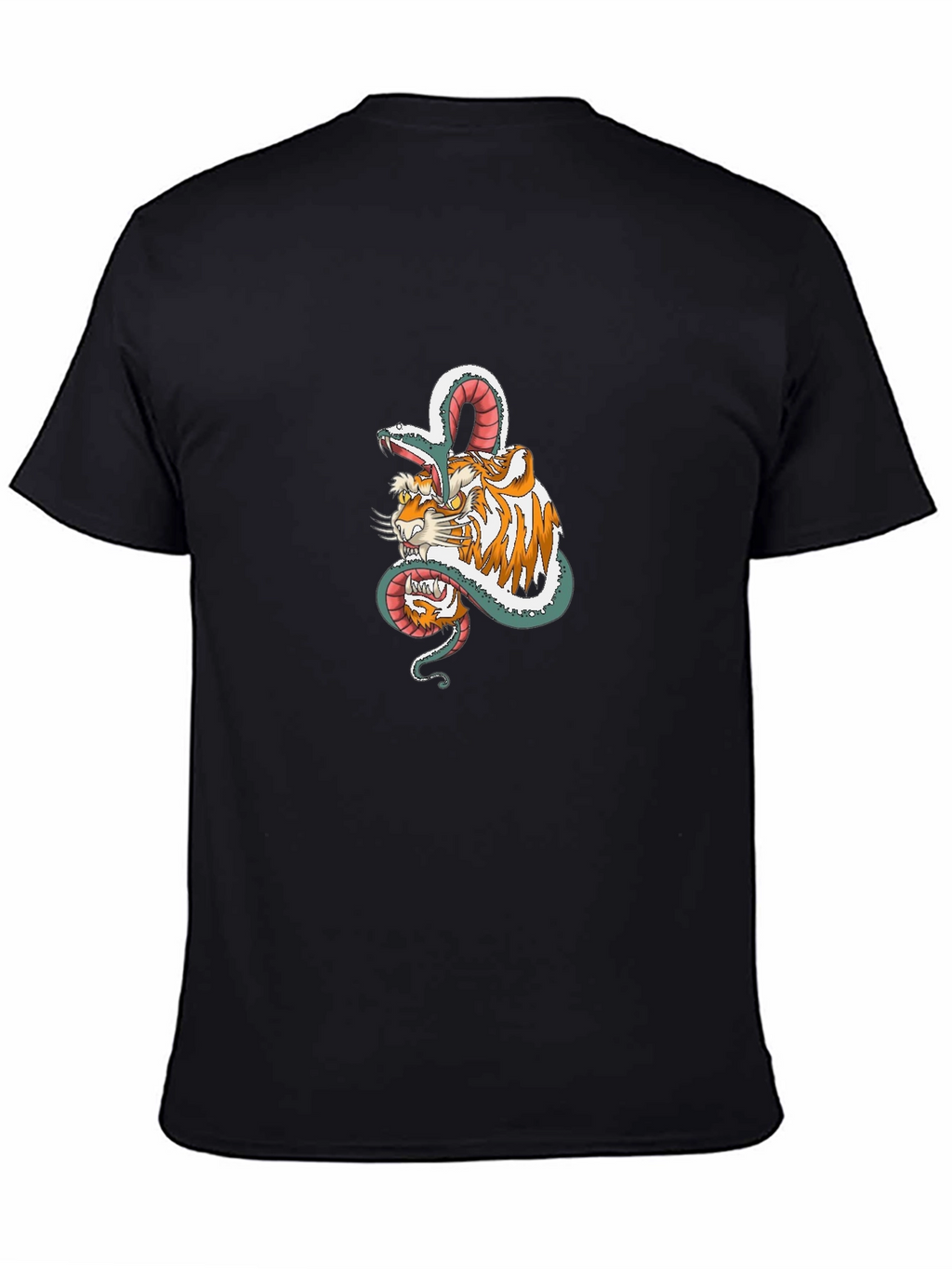 Tiger & Snake Graphic Print Black T-Shirt