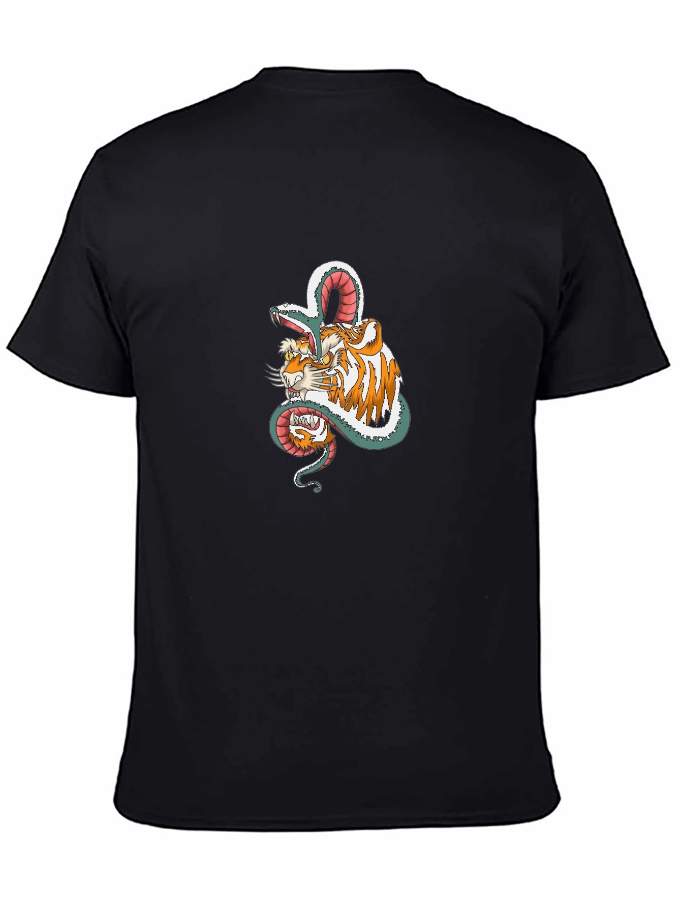 Tiger & Snake Graphic Print Black T-Shirt