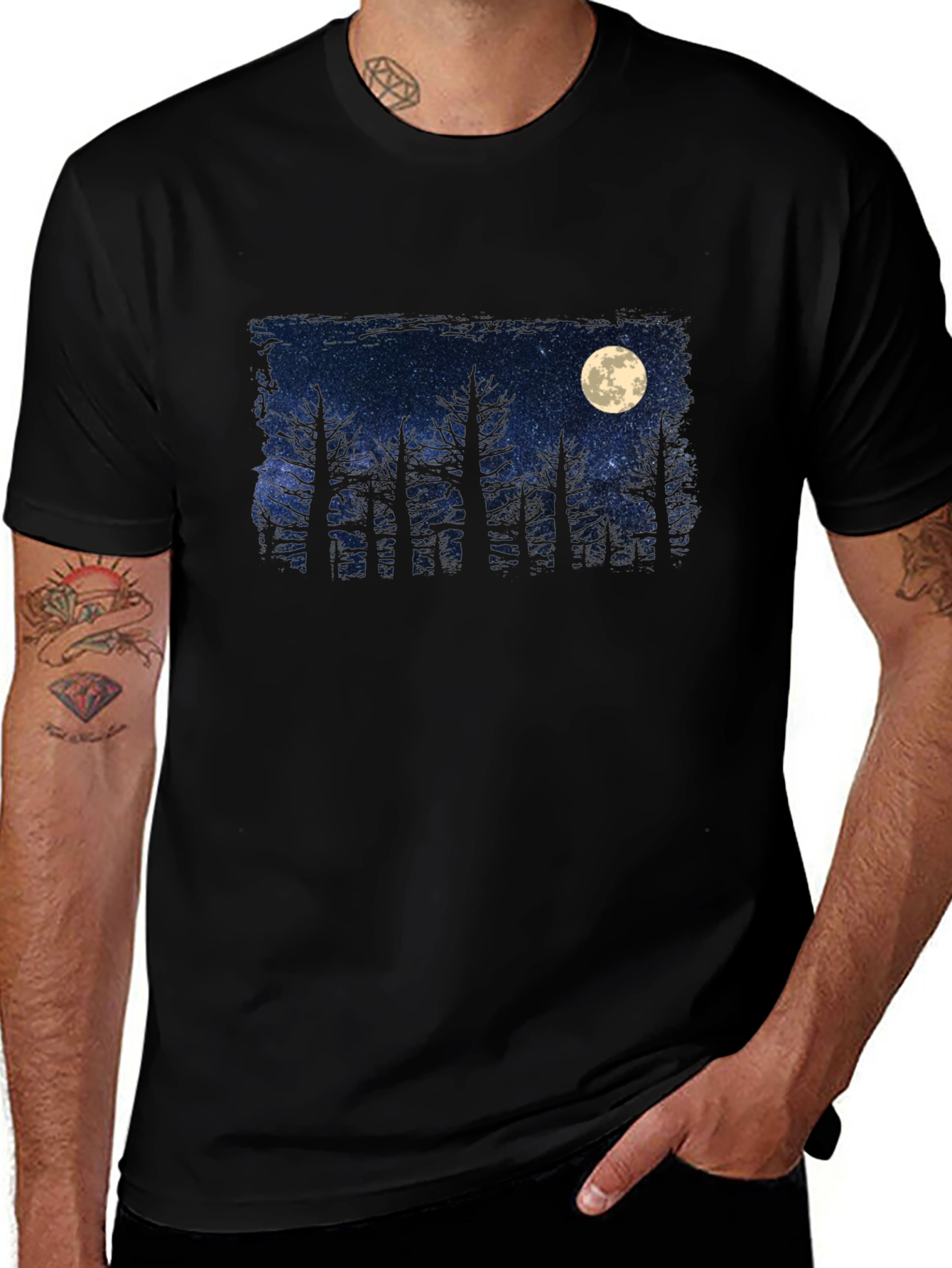 Moonlit Forest Graphic Tee - Dark Sky Design