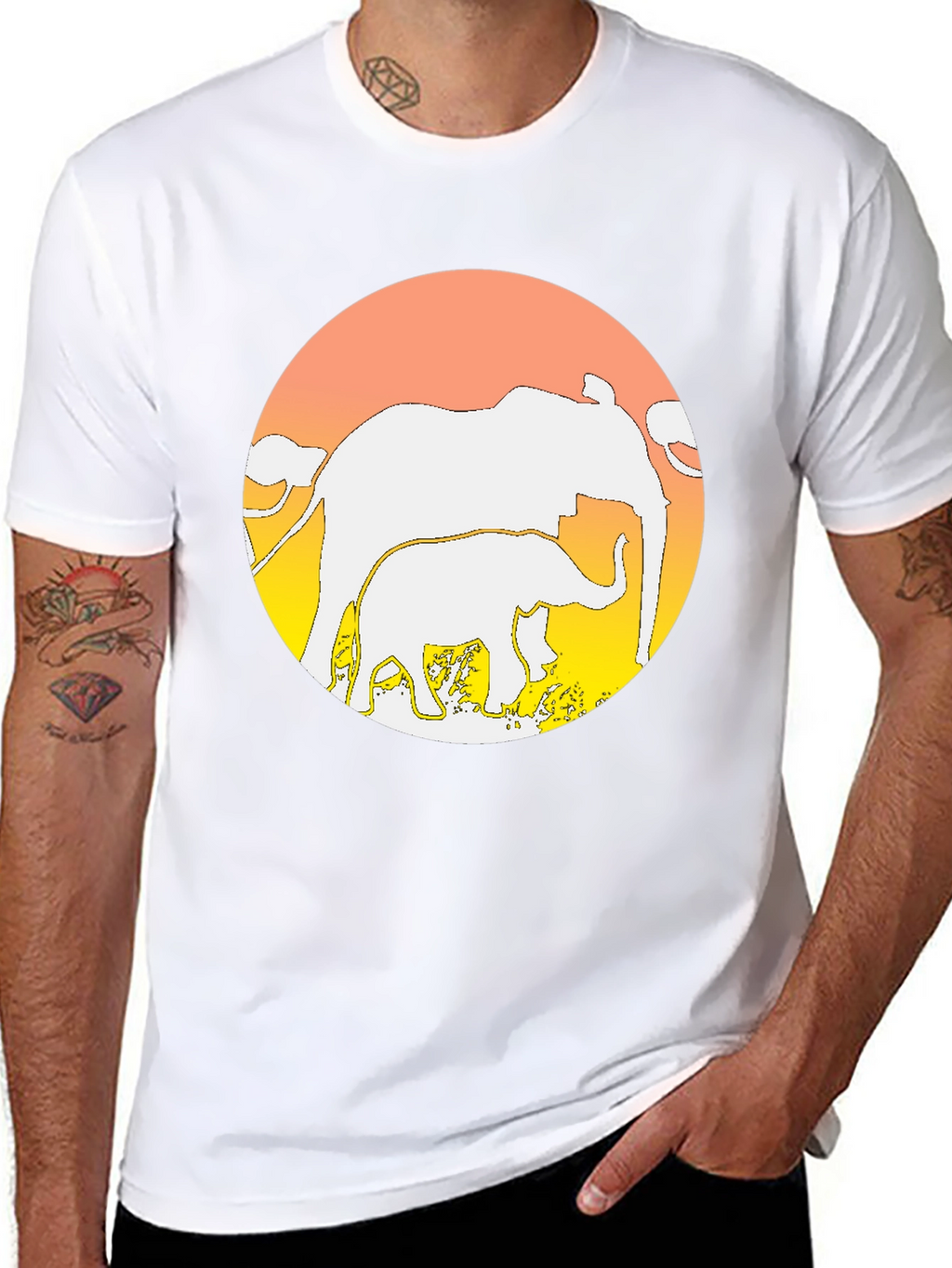 Elephant Sunset T-Shirt - Graphic Tee
