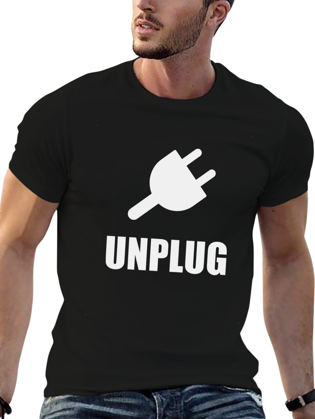 Unplug T-Shirt - Black Graphic Tee
