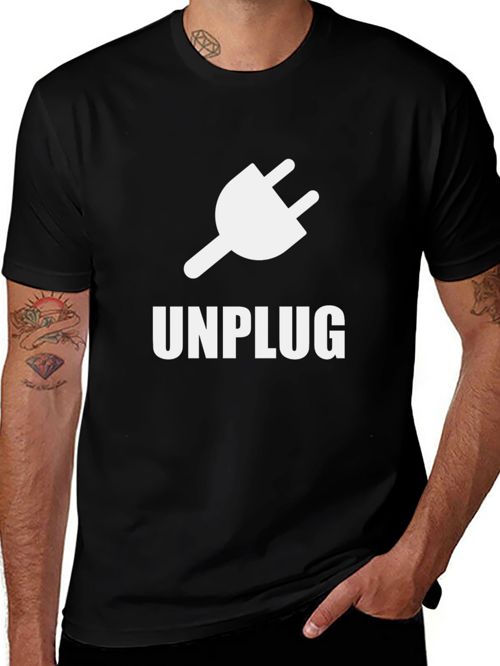 Unplug T-Shirt - Black Graphic Tee