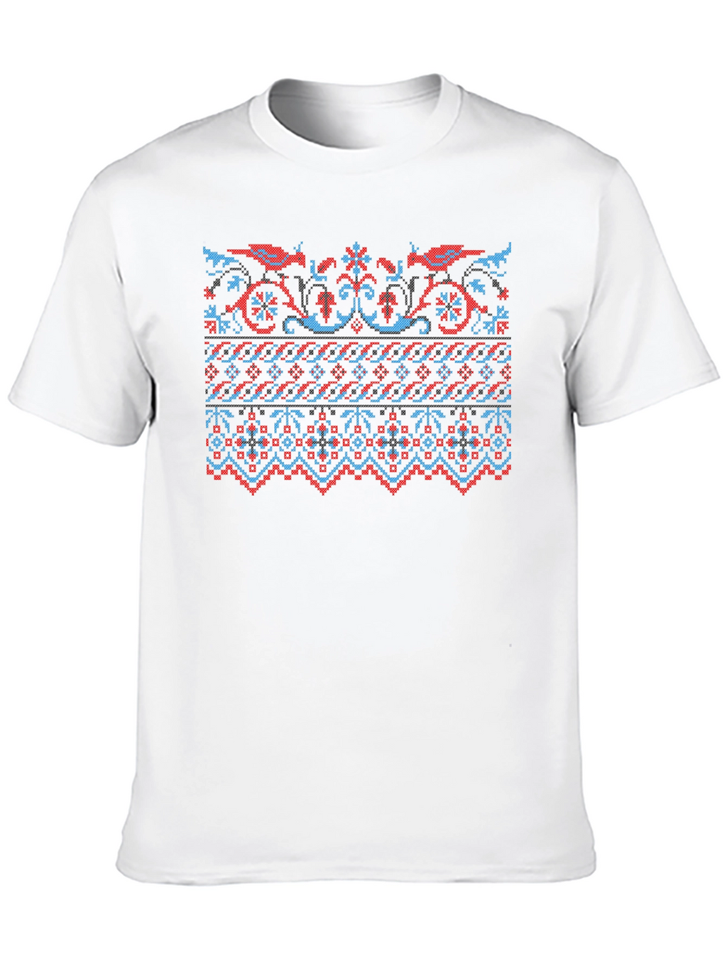 Retro Pixel Art Bird Pattern Black T-Shirt