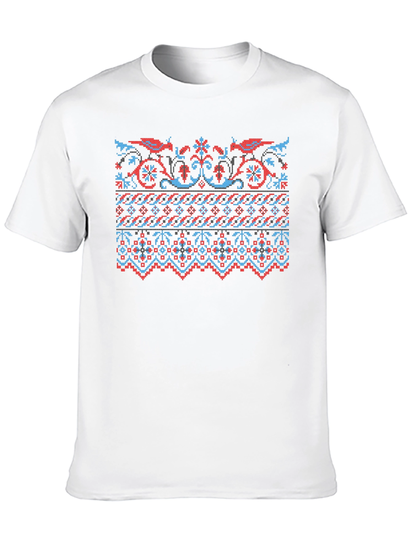 Retro Pixel Art Bird Pattern Black T-Shirt