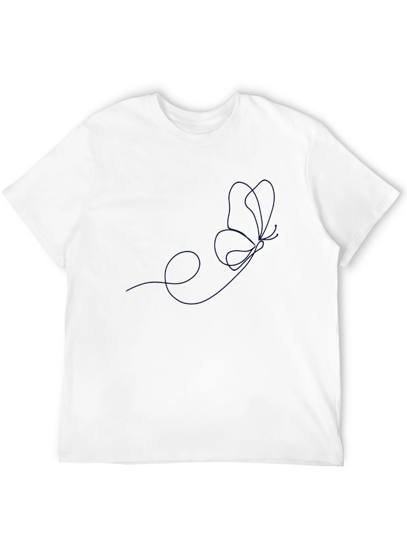 Minimalist Butterfly Line Art Black T-Shirt