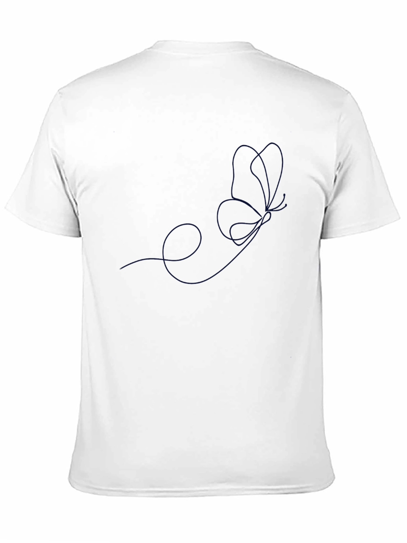 Minimalist Butterfly Line Art Black T-Shirt