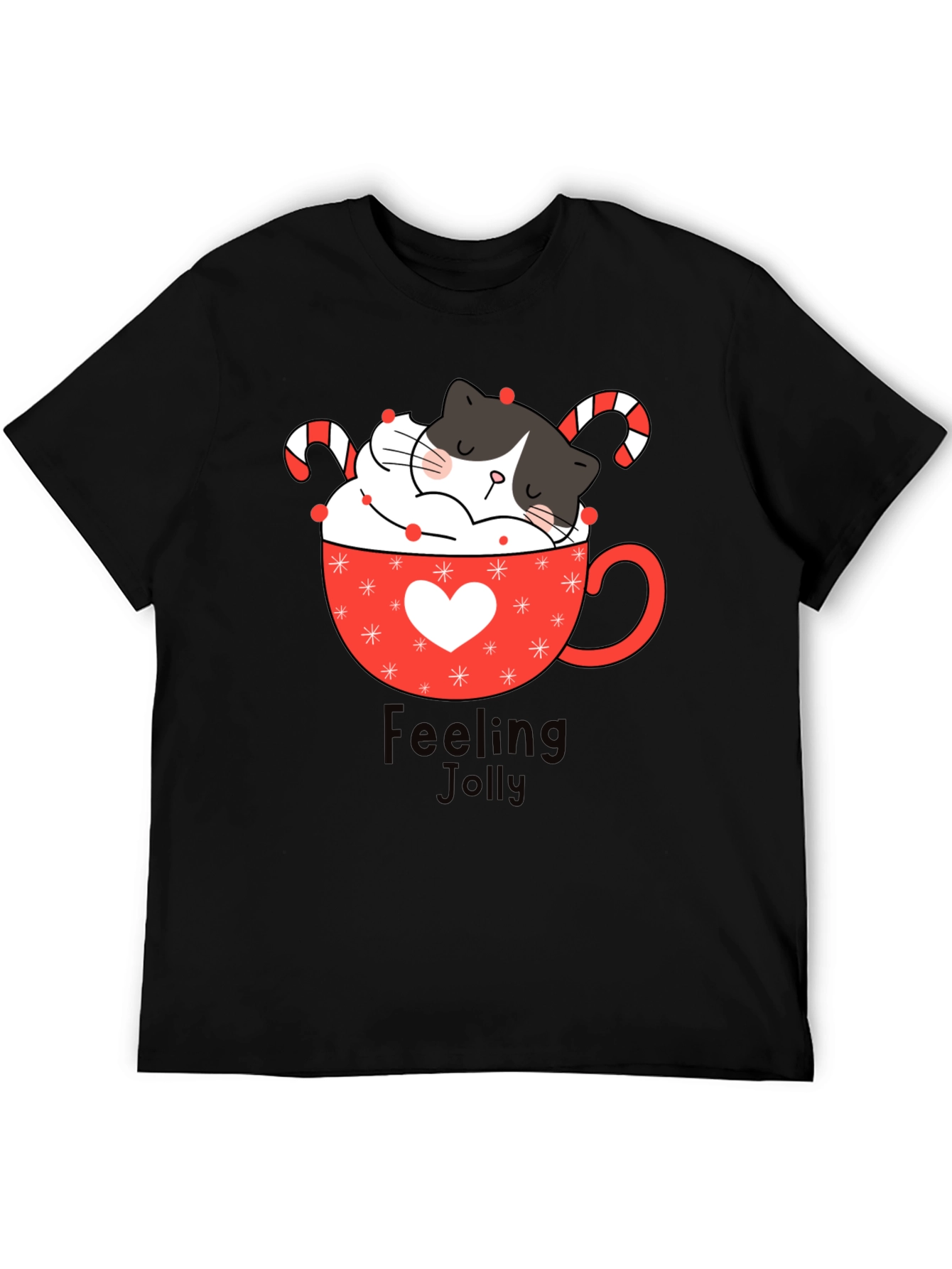 Feeling Jolly Cat T-Shirt - Festive Holiday Tee