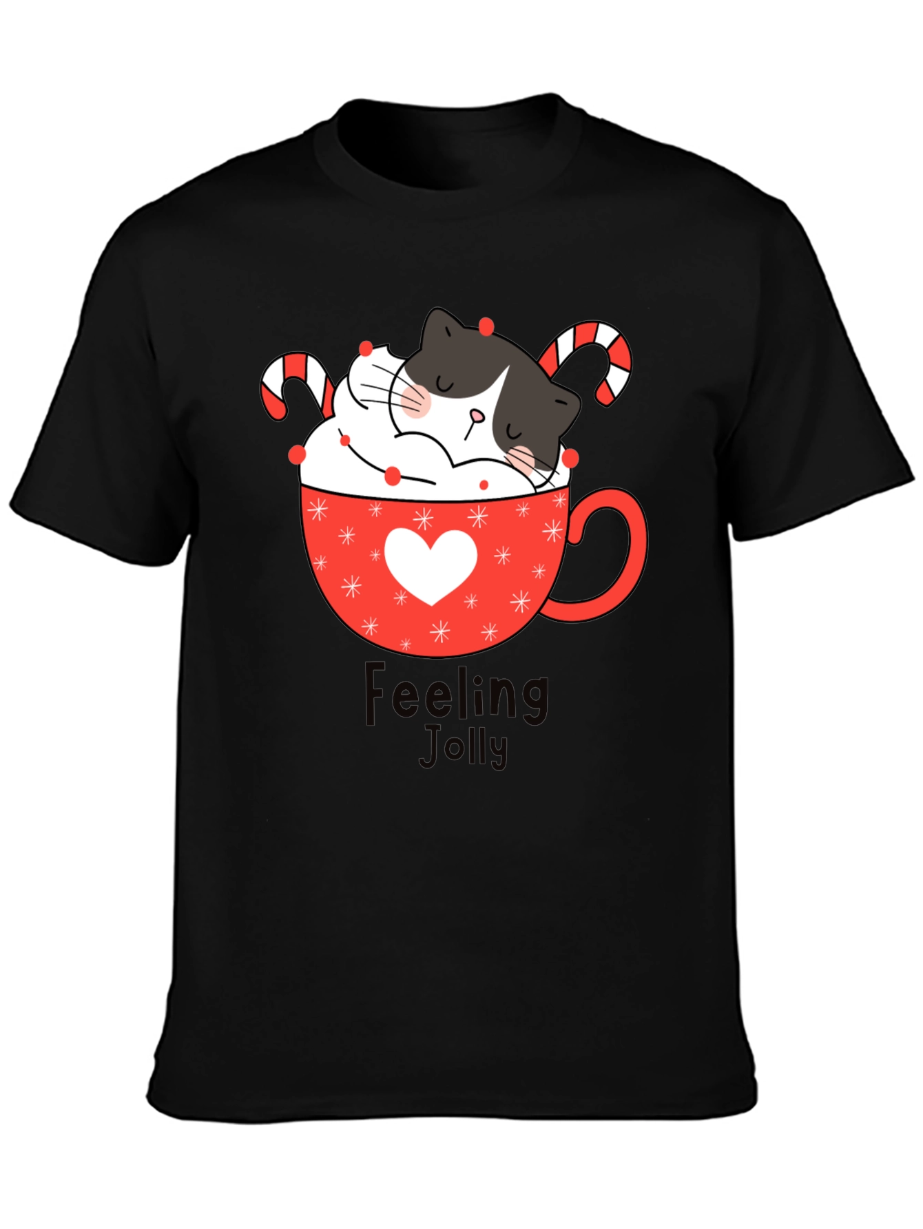 Feeling Jolly Cat T-Shirt - Festive Holiday Tee