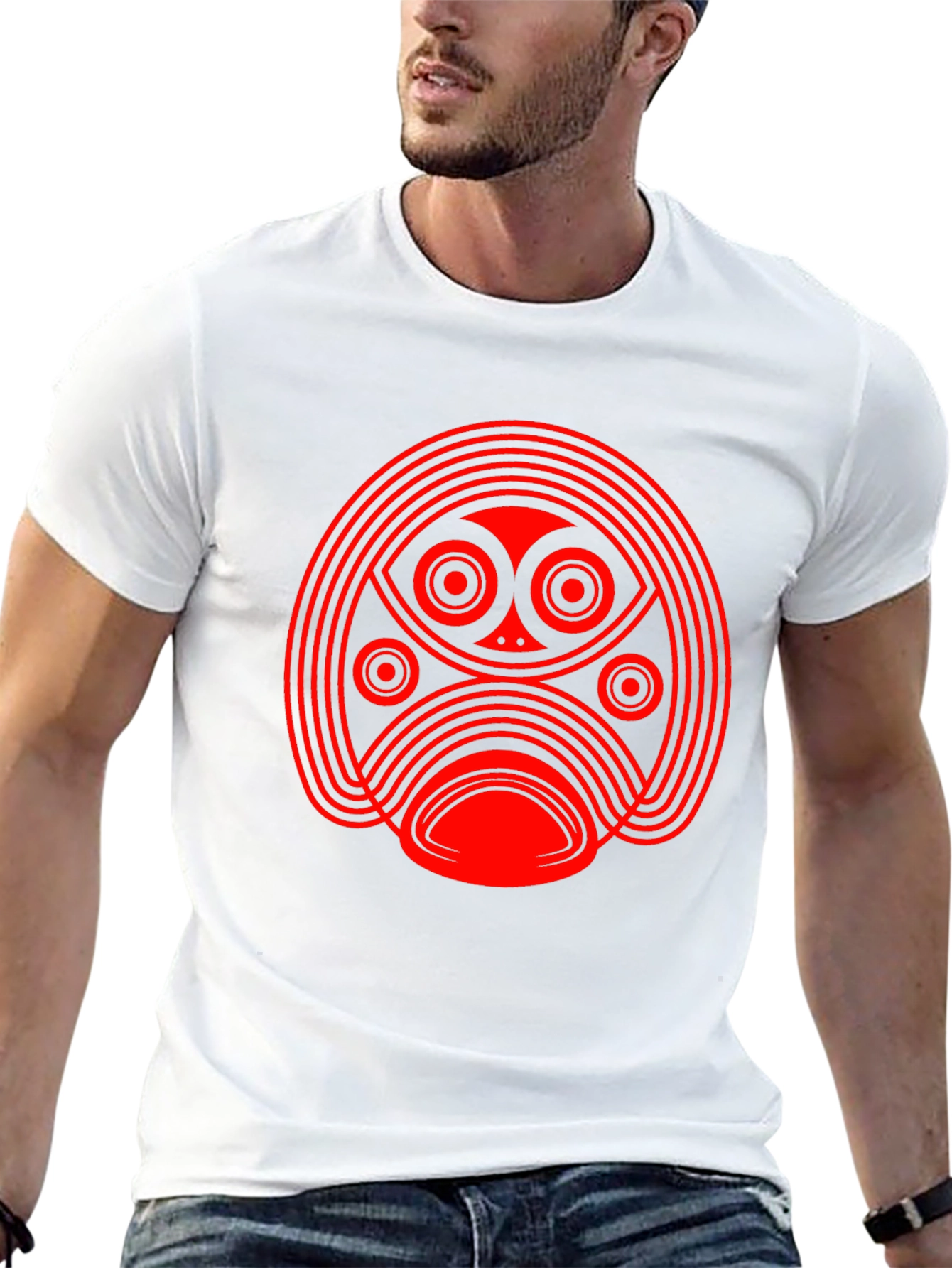 Abstract Red Graphic Print Black T-Shirt