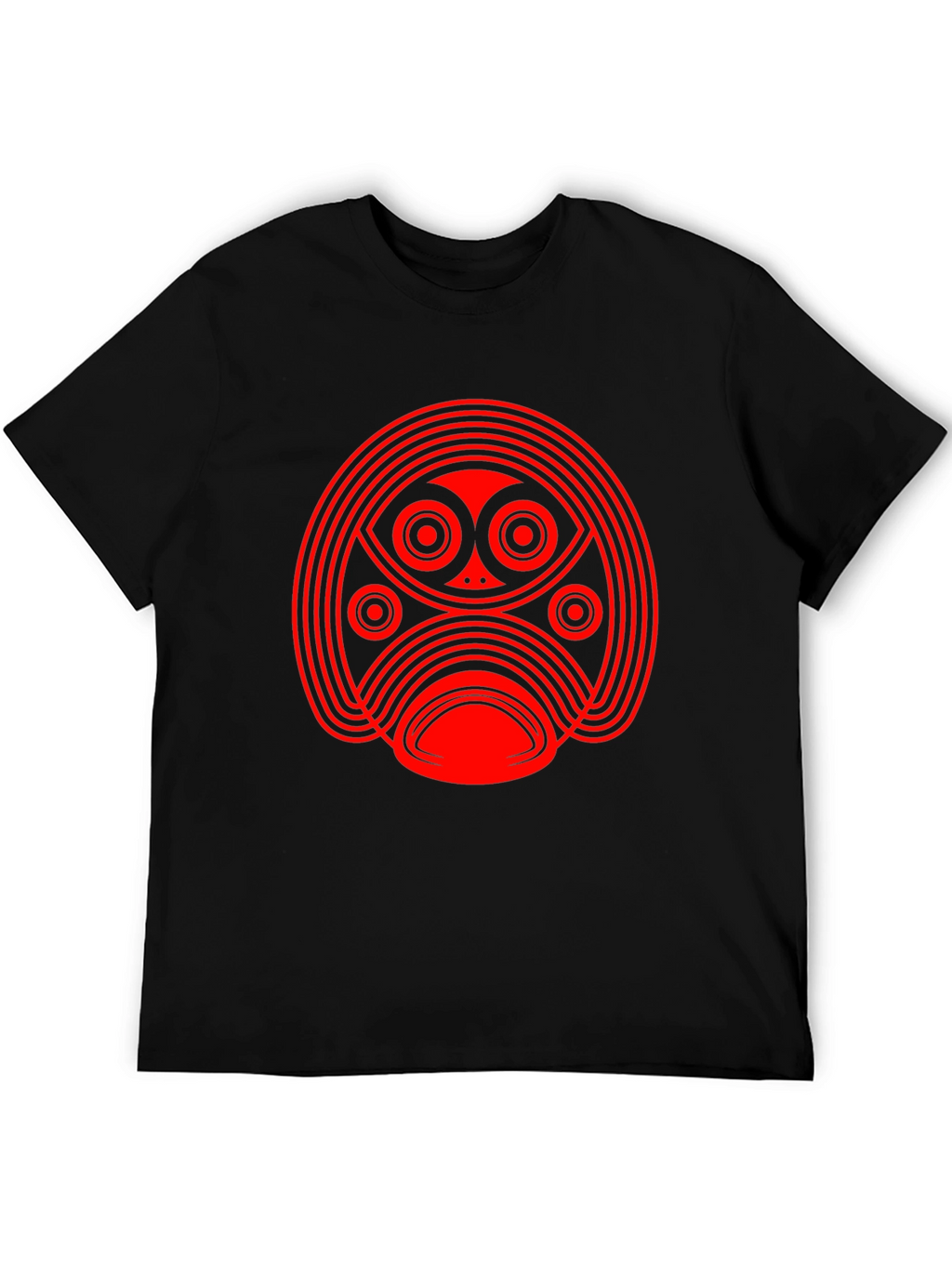 Abstract Red Graphic Print Black T-Shirt