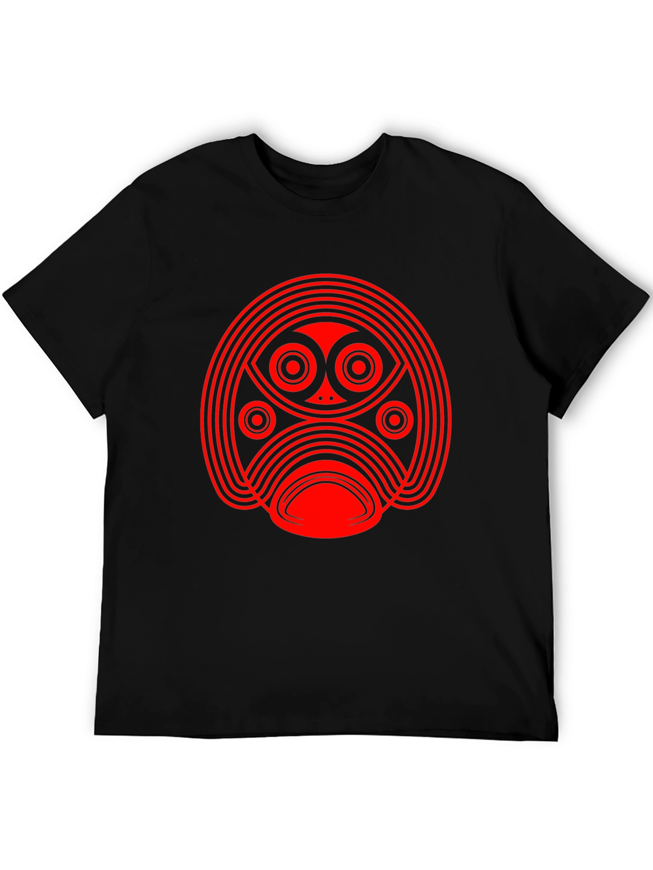 Abstract Red Graphic Print Black T-Shirt