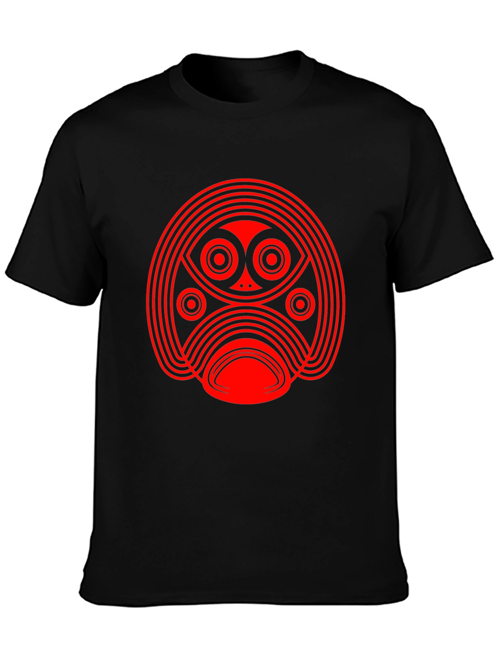 Abstract Red Graphic Print Black T-Shirt