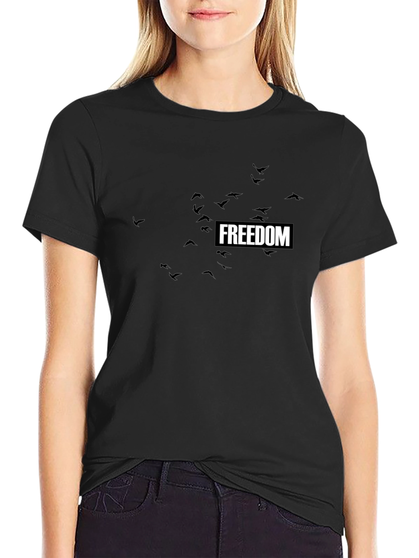 Freedom Birds Graphic Tee - Stylish Black T-Shirt