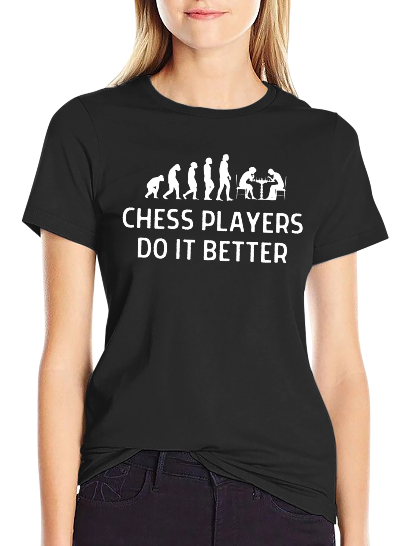 Chess Players Evolution Graphic Tee - Black Cotton T-Shirt
