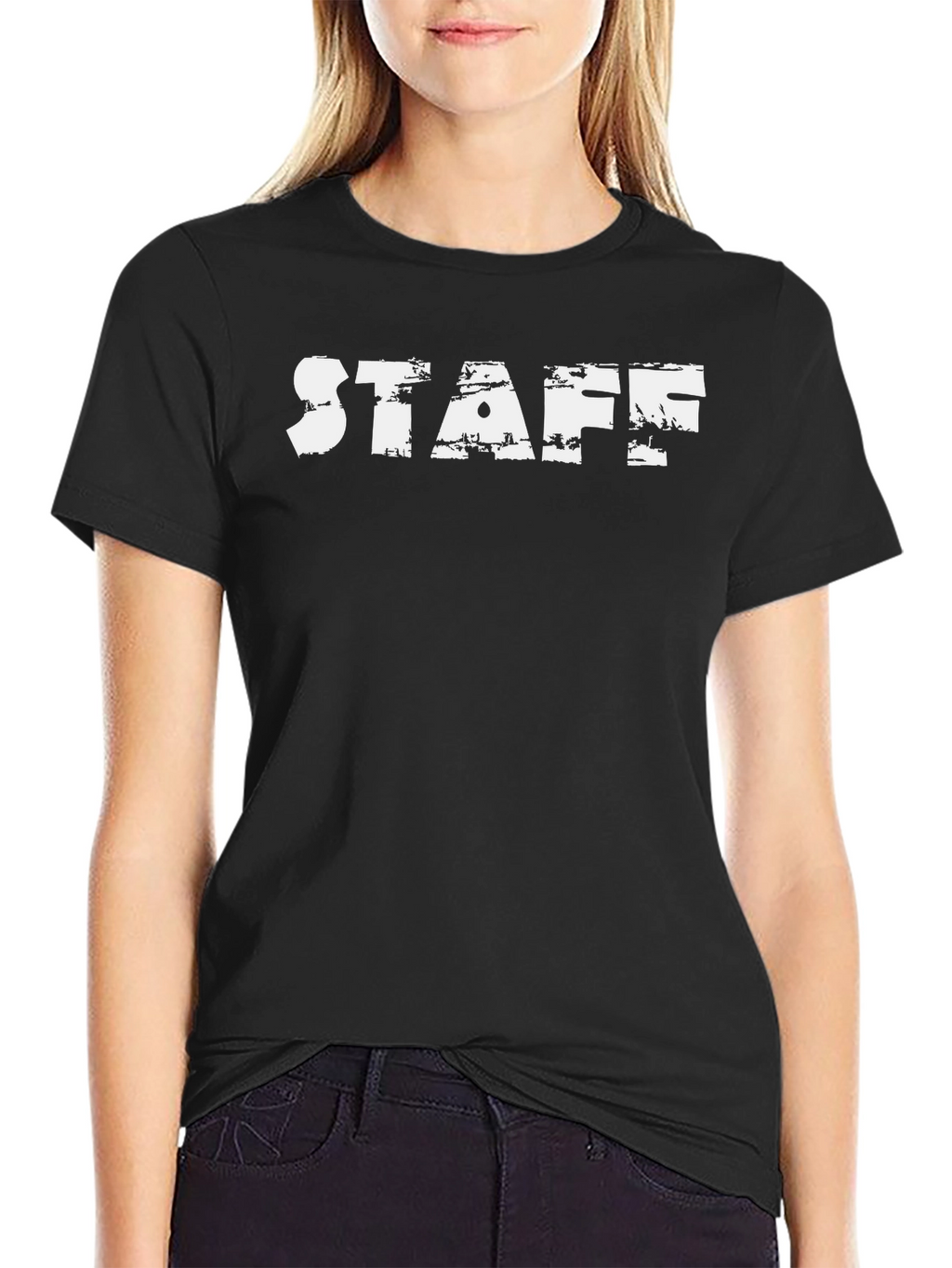 Staff T-Shirt - Distressed White Print