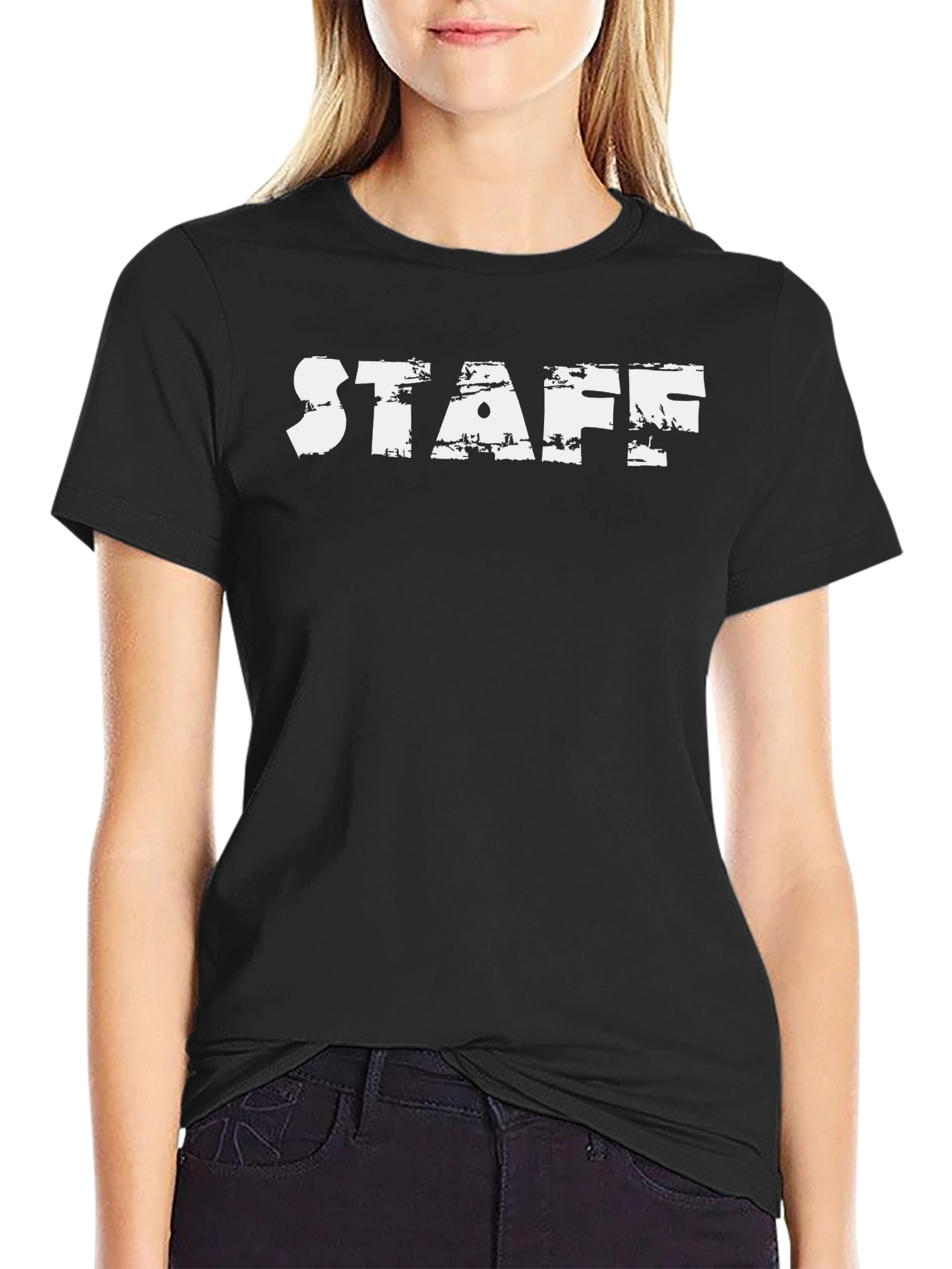 Staff T-Shirt - Distressed White Print