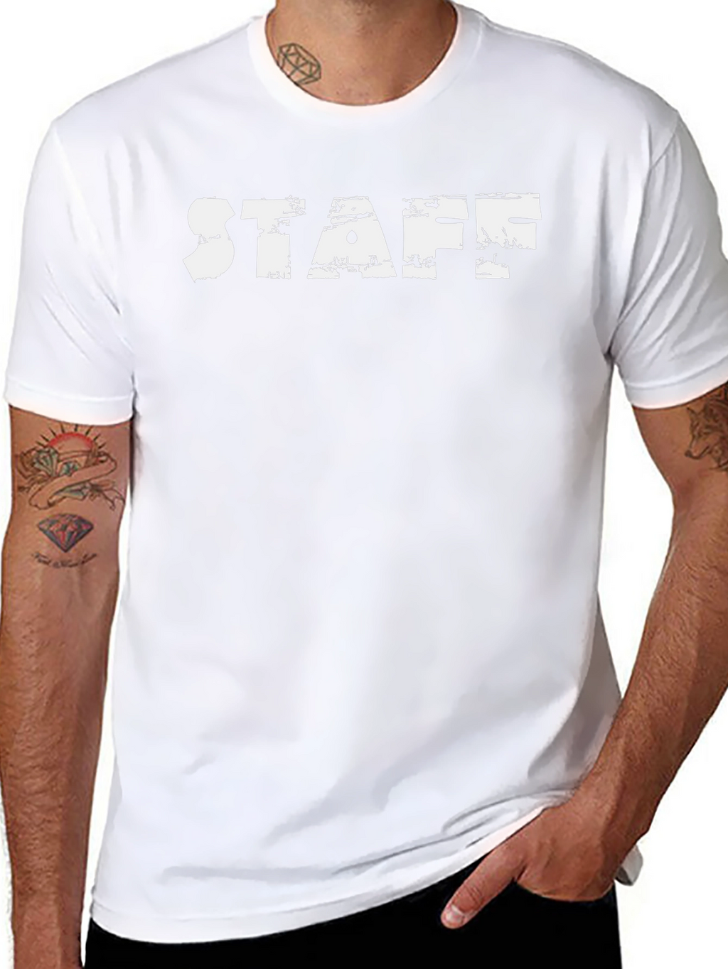 Staff T-Shirt - Distressed White Print