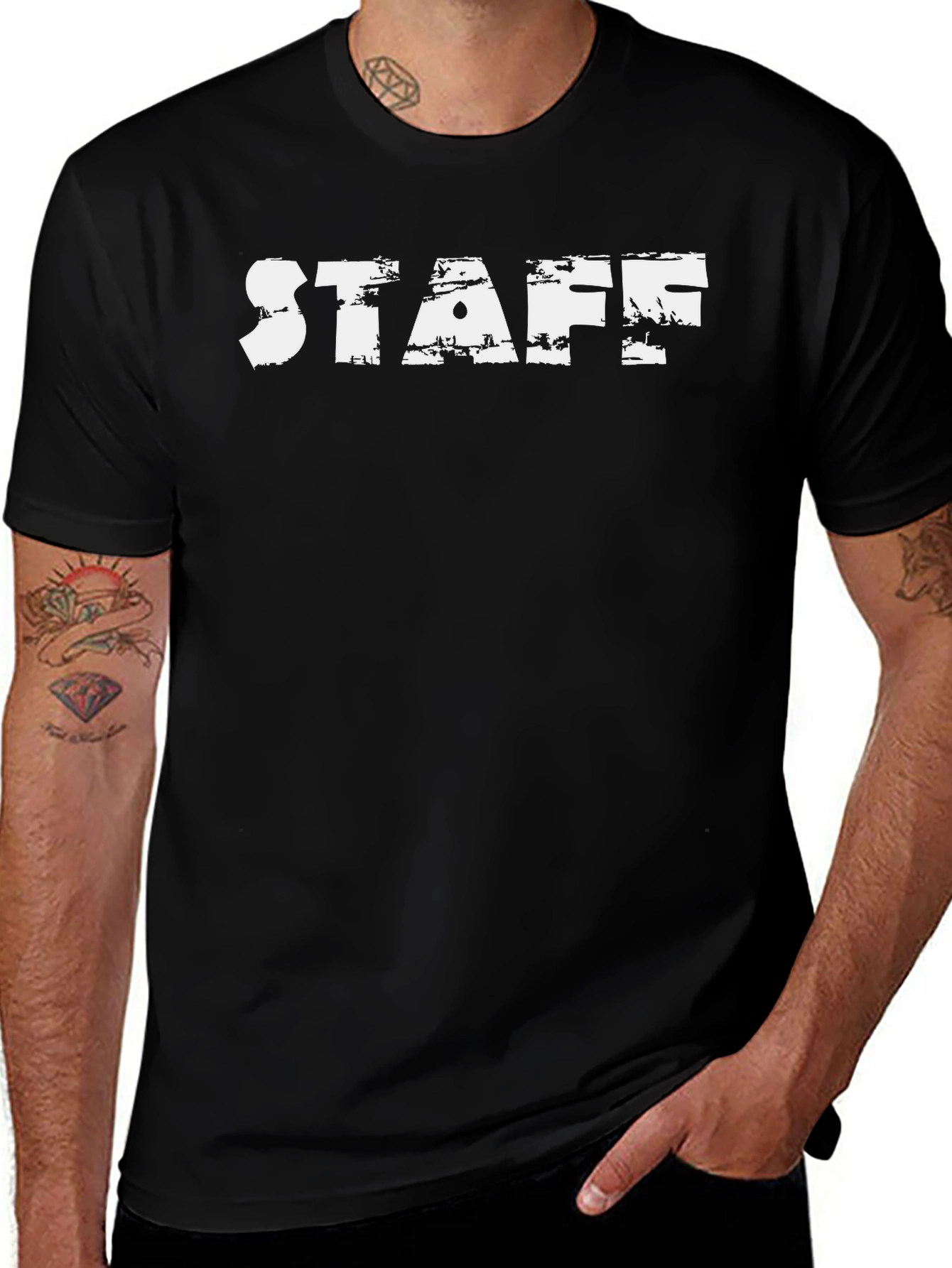 Staff T-Shirt - Distressed White Print