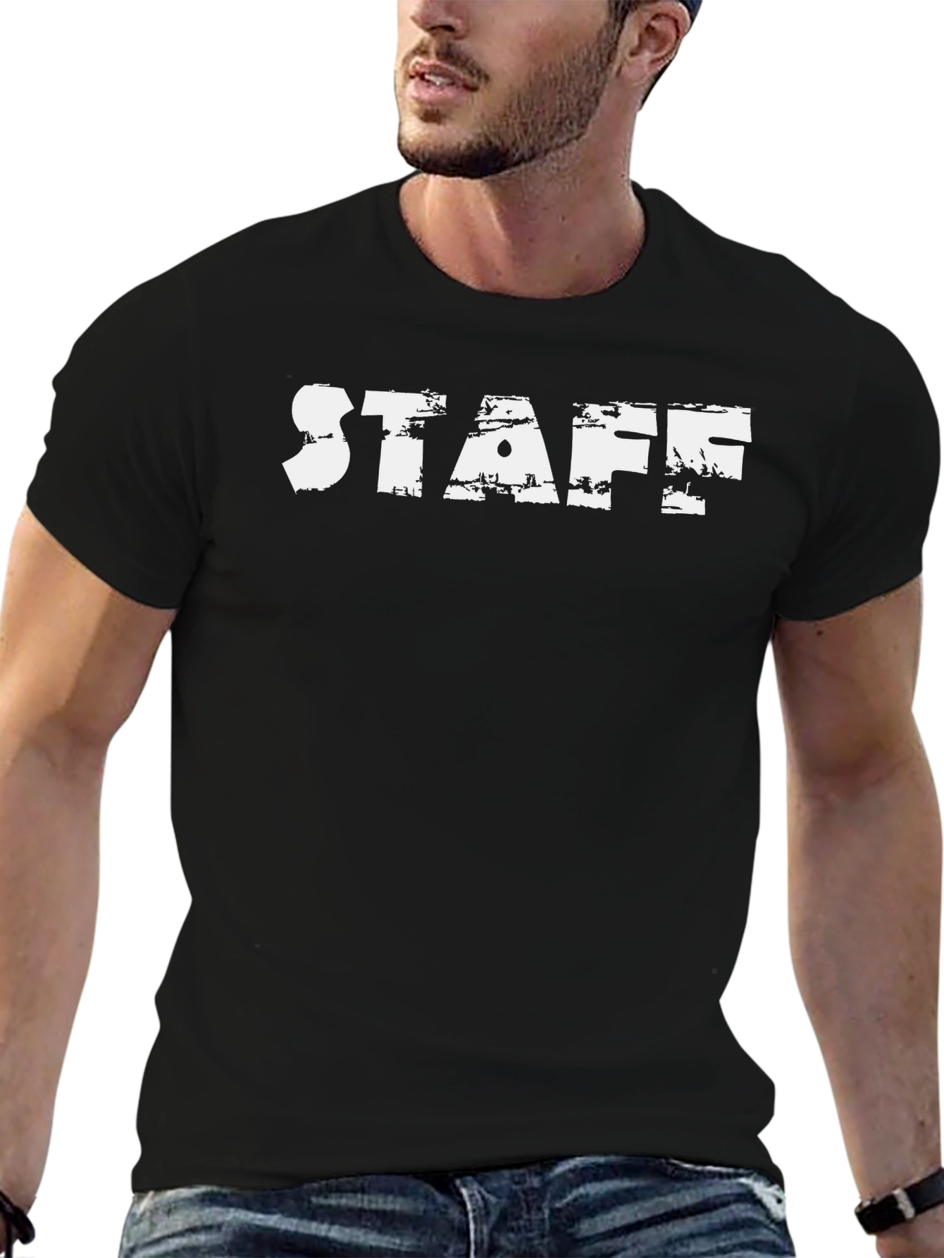 Staff T-Shirt - Distressed White Print