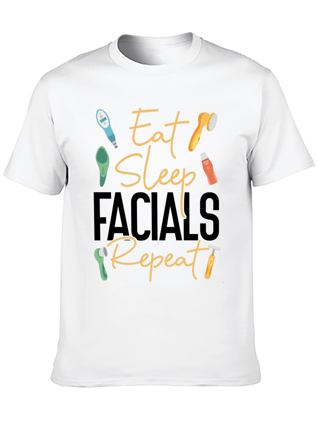 Eat Sleep Facials Repeat Black T-Shirt
